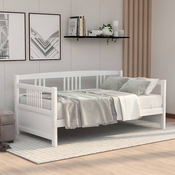 *missing parts*Modern Solid Wood Daybed, Multifunctional, Twin Size, White