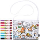 *box got wet*damaged box*Color Your Own Bags Coloring Craft Crossbody Goodie Bag with 12 Pcs Markers Pens, 4.72 x 7.09'' Paint Bags for Gift