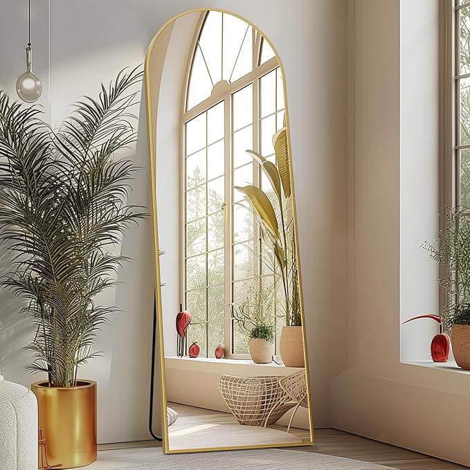 Full Length Arched Gold Mirror 