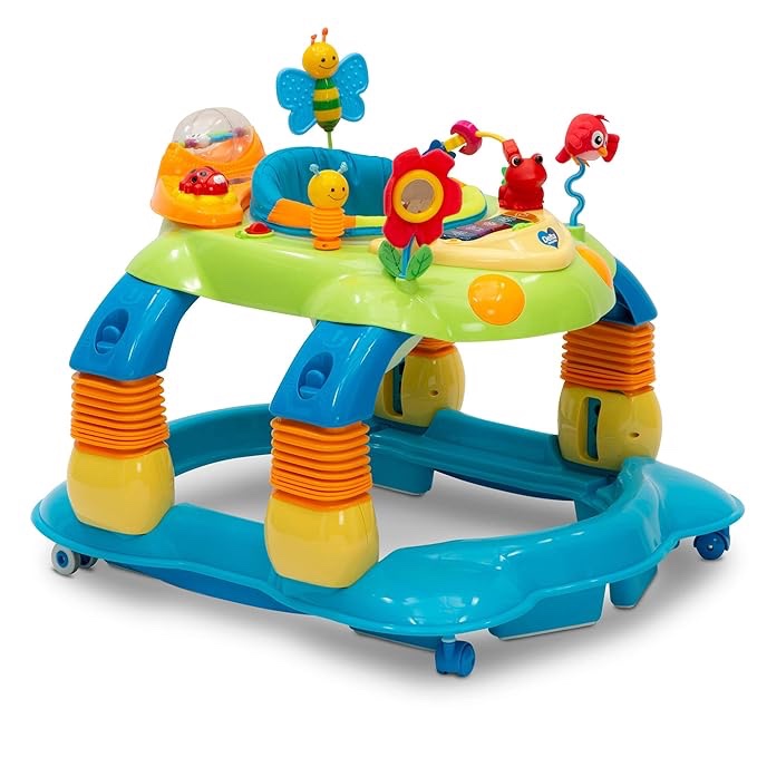 Delta Children Lil Play Station 4-in-1 Activity Walker - Rocker, Activity Center, Bouncer, Walker - Adjustable Seat Height - Fun Toys for Baby, Sadie the Ladybug