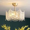 Shitougu Crystal Beads Ceiling Fan Light F019