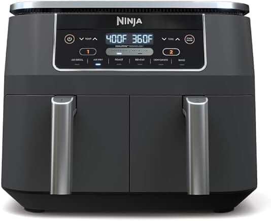 ninja - foodi 6-in-1 8-qt. 2-basket air fryer with dualzone technology & air fry, roast, broil, bake, reheat & dehydrate - dark gray