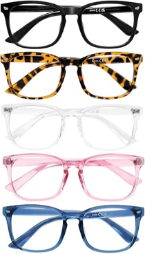 Pack of 5 (+2.0) Blue Light Filter Reading Glasses in *Multiple Colors*