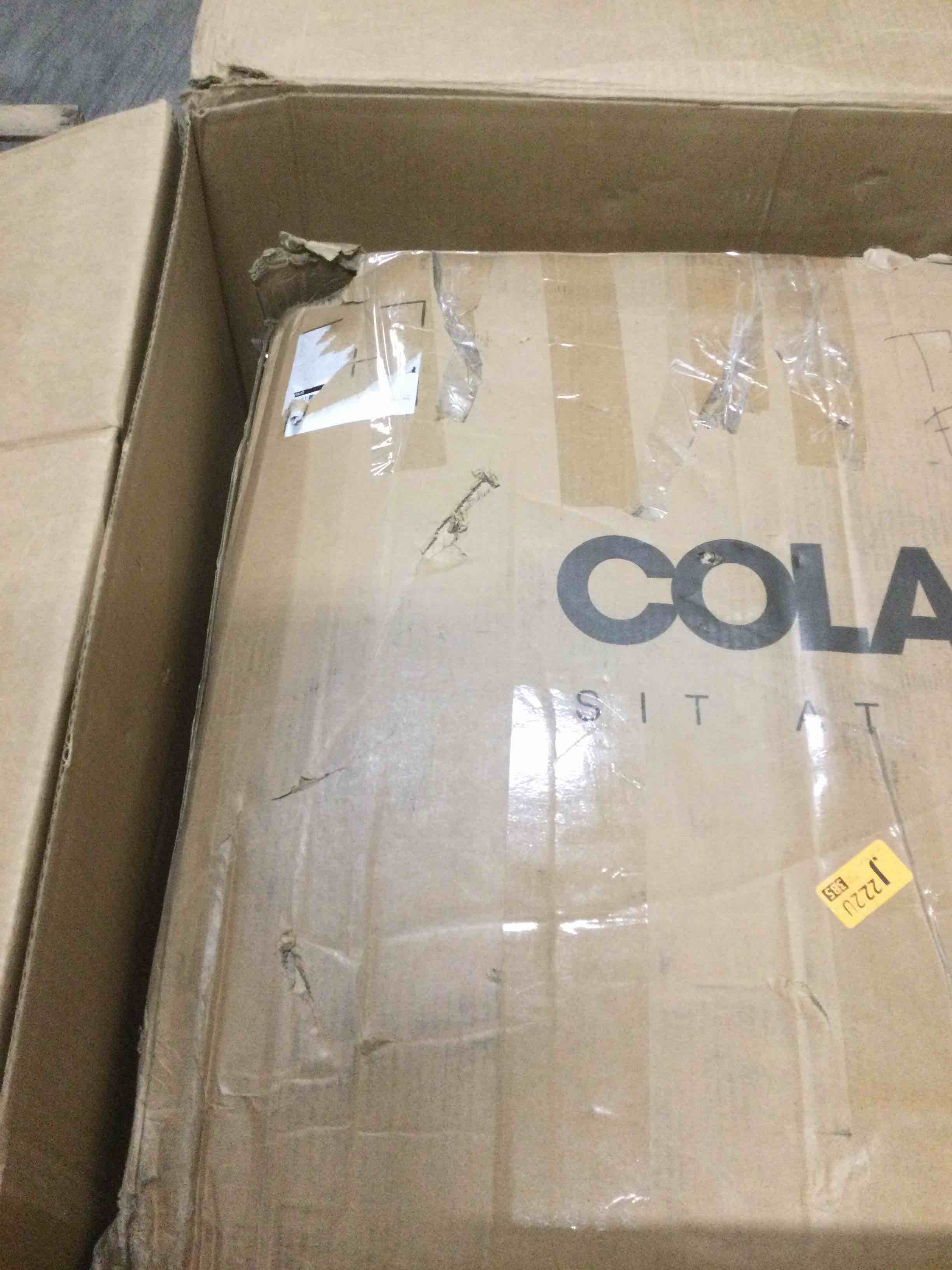 Condition photo showing As Is for COLAMY Ergonomic Mesh Office Chair with Footrest, Executive High Back Computer Desk Chair with Wide Headrest and Adjustable 3D Arms, Backrest Height, Tilt Lock and Lumbar Support, Grey 5188 Light Grey With Footrest