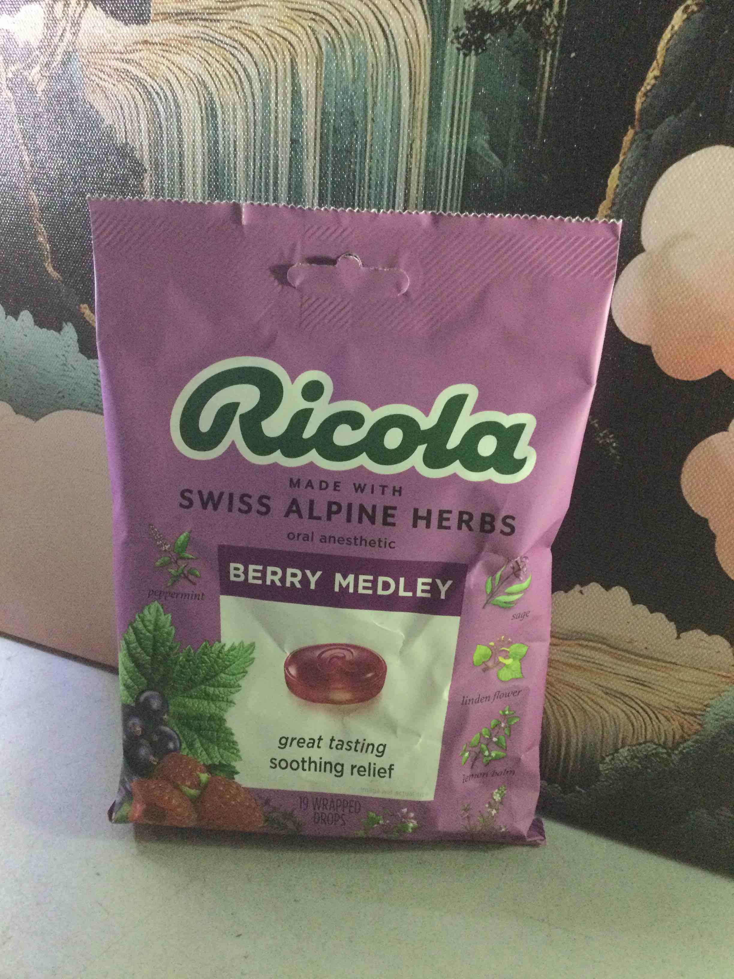 Ricola Berry Medley Bag | Cough Suppressant Throat Drops | Naturally Soothing Long-Lasting Relief - Case of 8 Bags