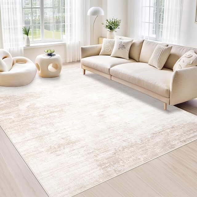 Beige Abstract washable Area Rug (Large)