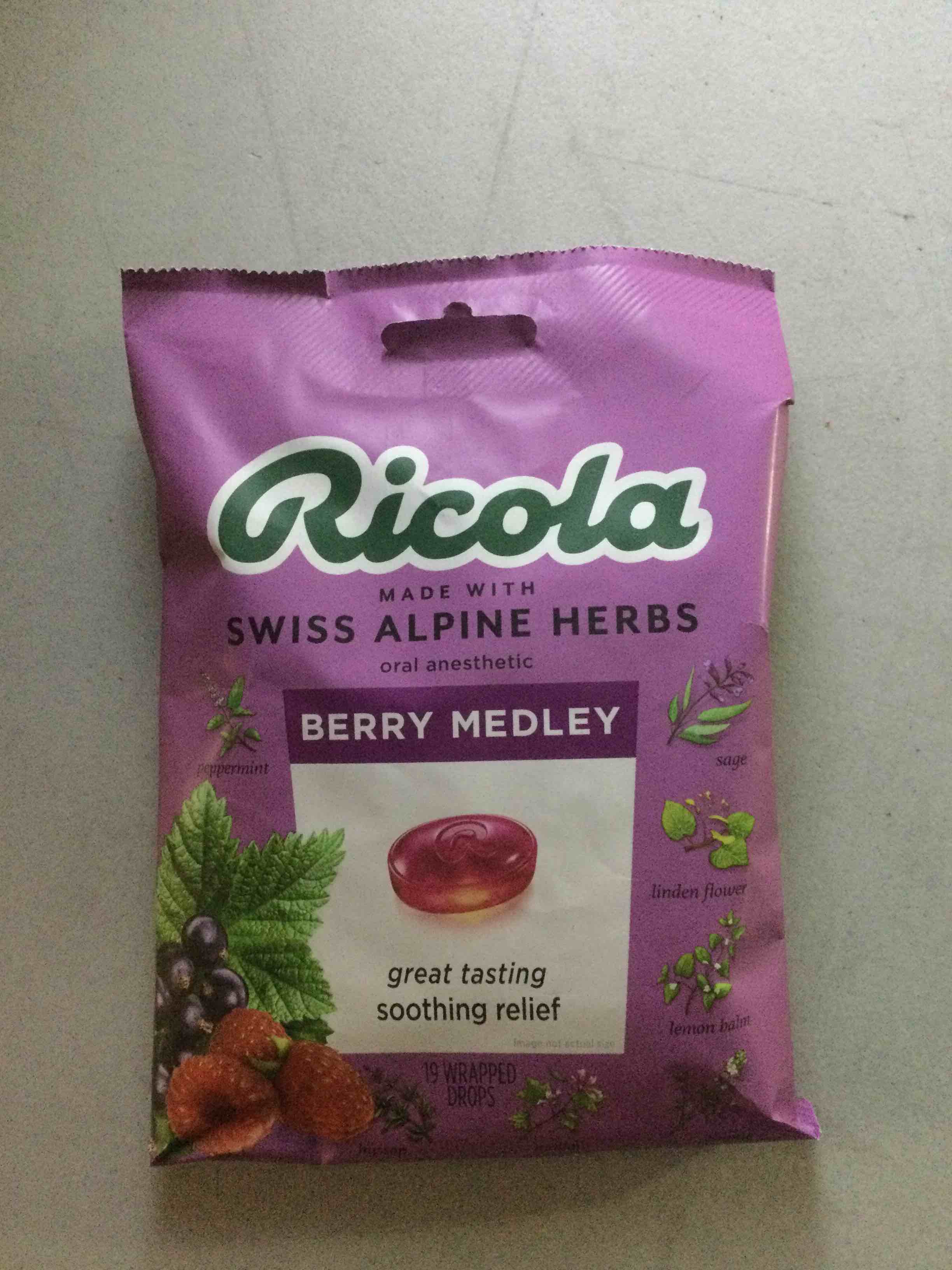 Ricola Berry Medley Bag | Cough Suppressant Throat Drops | Naturally Soothing Long-Lasting Relief -1 Case of 8 Bags