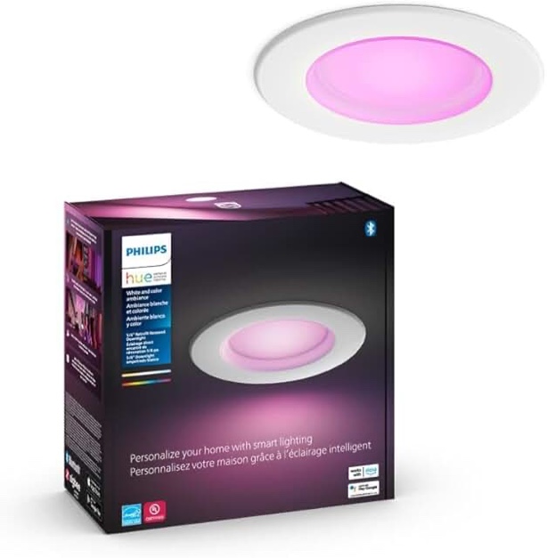 Philips - Hue White and Color Ambiance Bluetooth 5/6" High Lumen Recessed Downlight - White