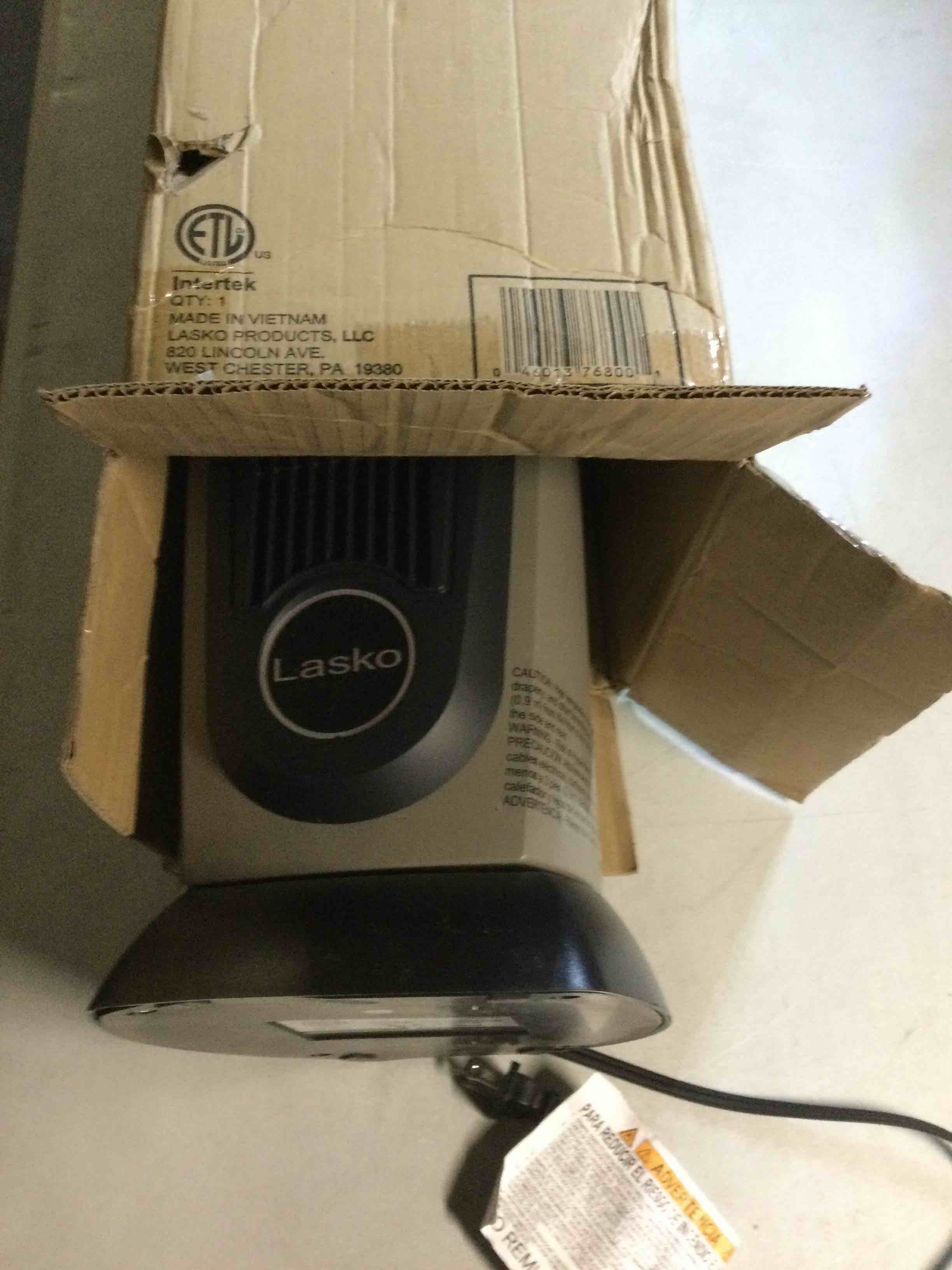 Condition photo showing Good Condition for Lasko - Portable Ceramic Tower Space Heater with Remote Control - Black/Silver