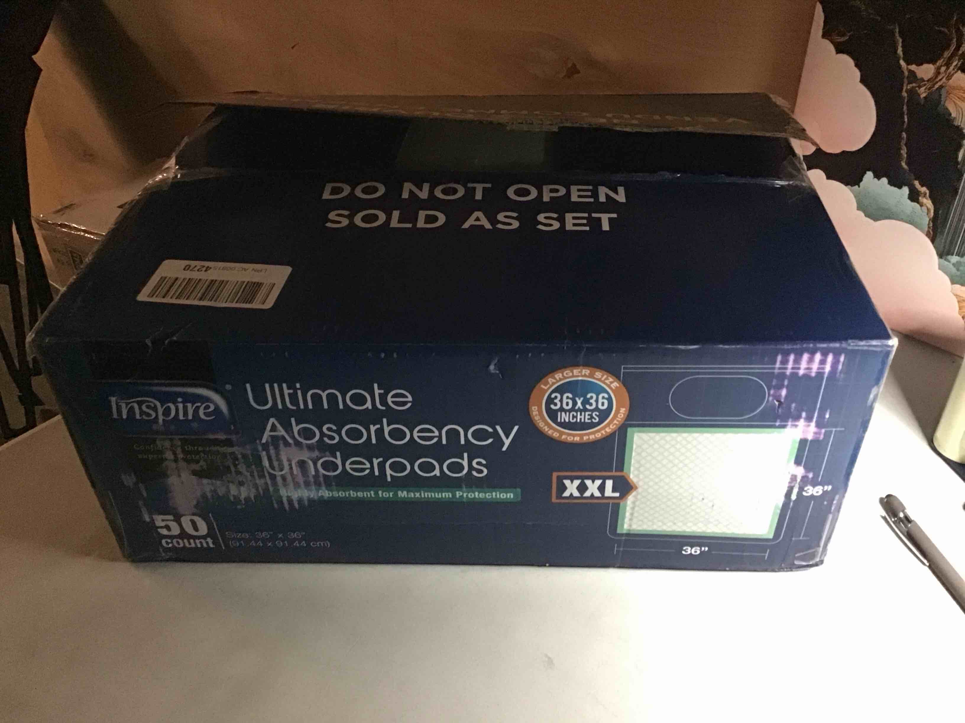 Condition photo showing New/Like New for Inspire Extra Large Super Absorbent Bed Pads for Incontinence Disposable Underpad 36 x 36 Inches  Ultra Thick and Absorbent Chux Puppy Pads