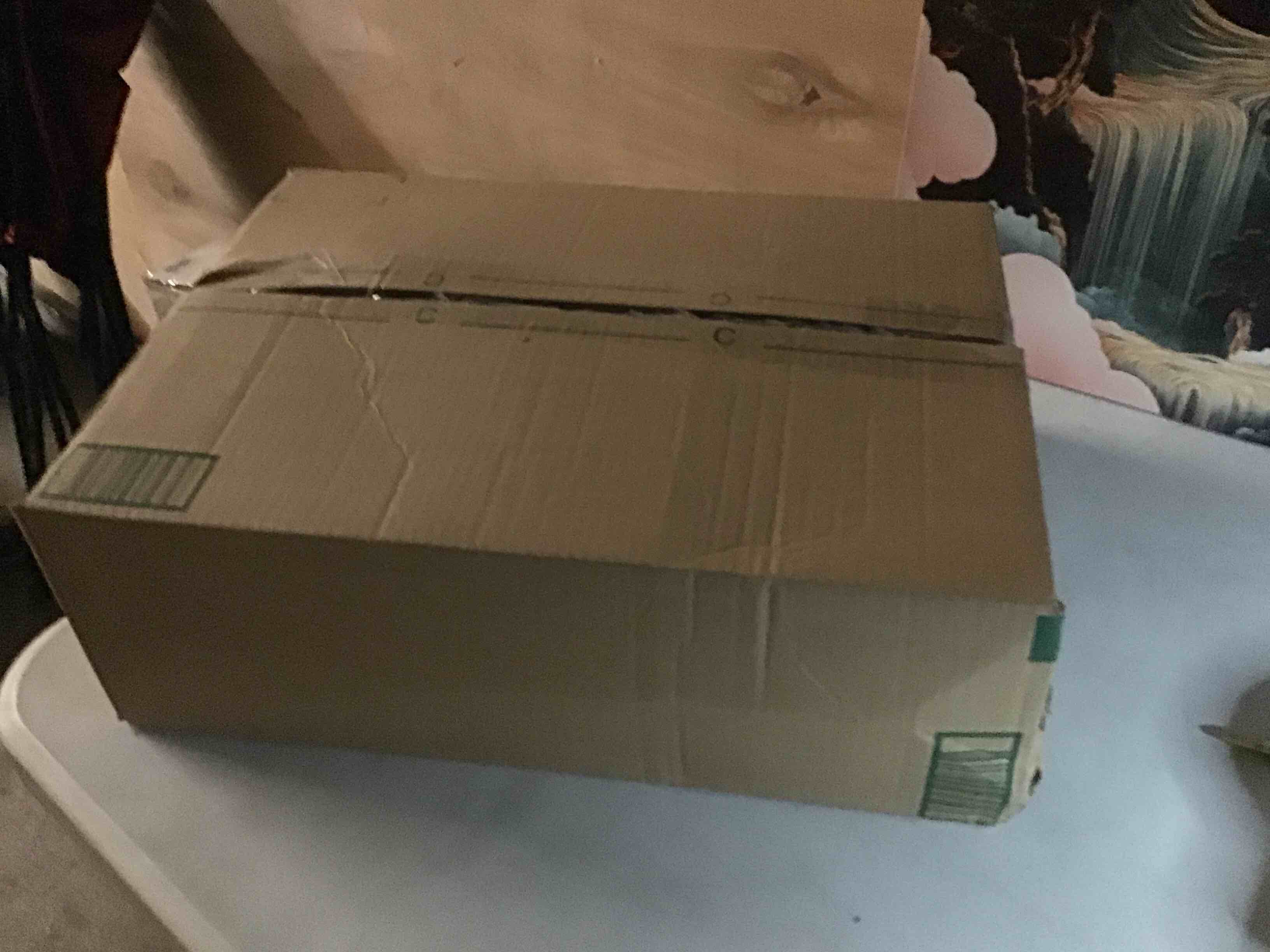 Condition photo showing As Is for Rice Storage Container, Collapsible Airtight Food Storage Containers 20-30lbs with Clear Lid and Wheels, Rice Dispenser with Scoop for Flour Cereal Pasta Grain, Cat Pet Bird Dog Food Storage Container