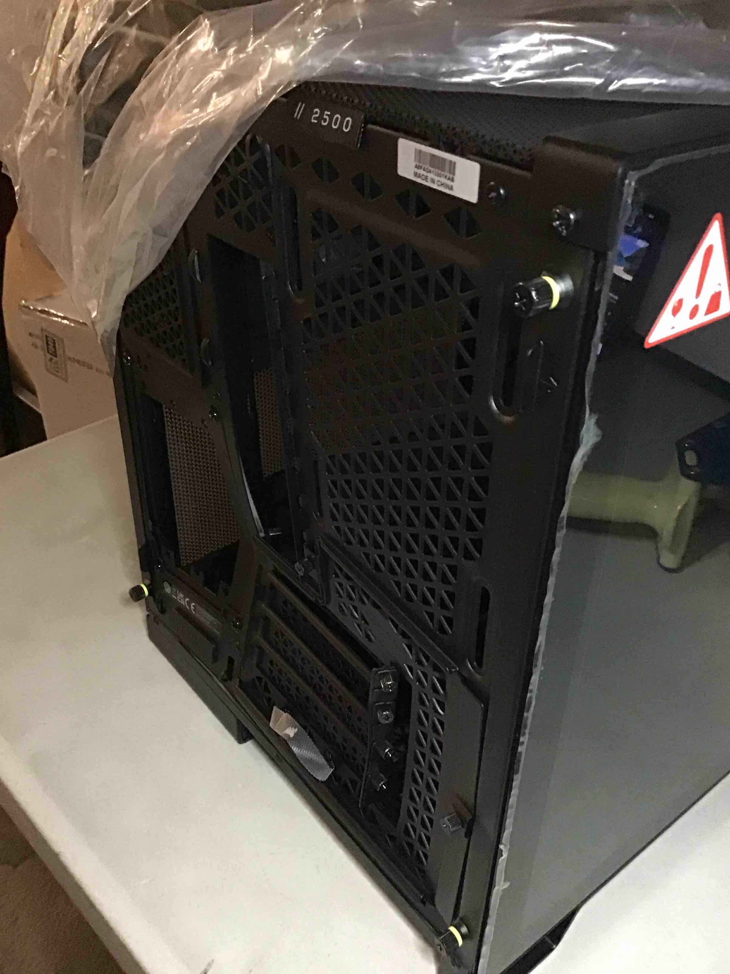 Condition photo showing As Is for  2500X Small-Tower mATX Dual Chamber PC Case – Panoramic Tempered Glass – Reverse Connection Motherboard Compatible – No Fans Included – Black Small-Tower Black