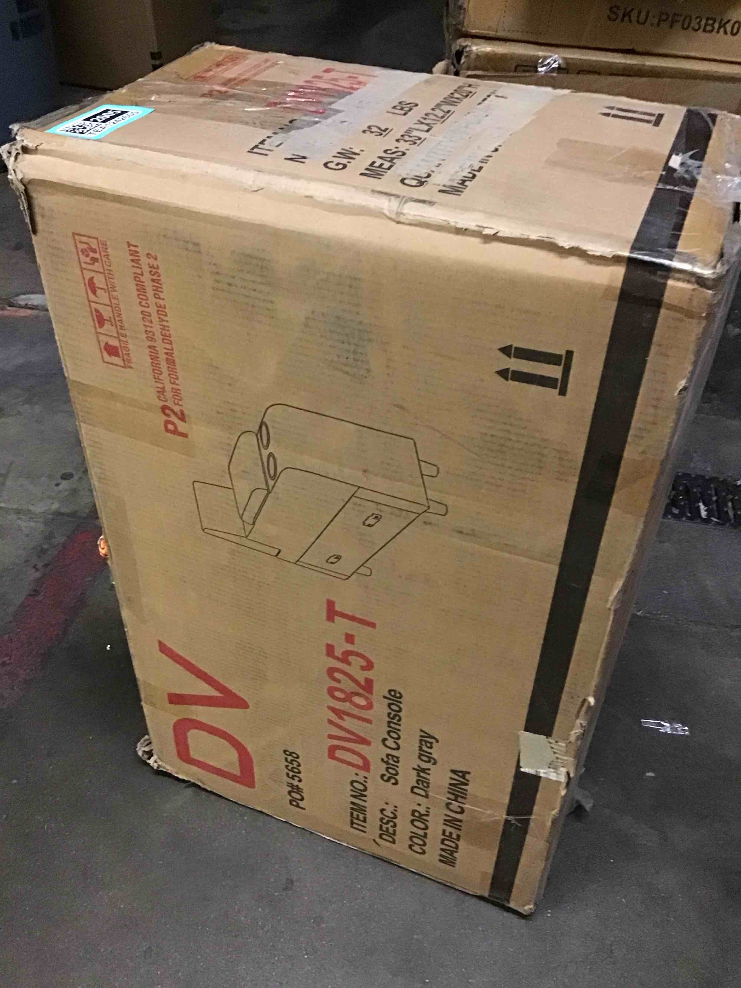 Condition photo showing As Is for (Incomplete Set, Only 1 Box of 8) (CONSOLE ONLY)127\" Modular Sectional Sofa,Modern Oversized Cloud Couch with Cup Holder&USB Port,7 Seat Convertible L-Shaped Chenille Sofas W/Ottoman,Pillows&Storage Box,Comfy Couches for Living Room,Dark Gray Dark Gray-3 127\"