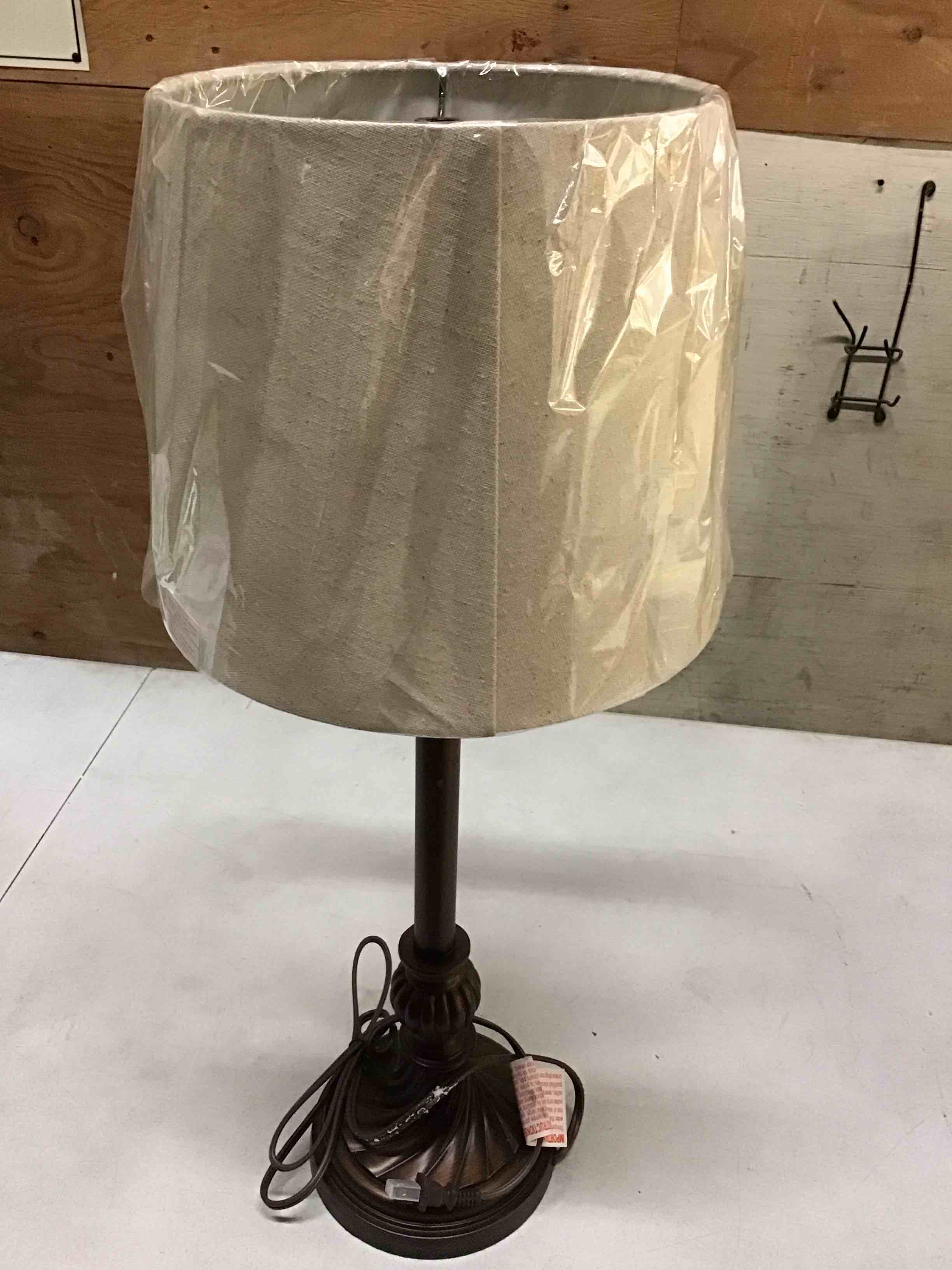 Condition photo showing As Is for A&B Home Traditional Table Lamp with Empire Shade - Brown/White