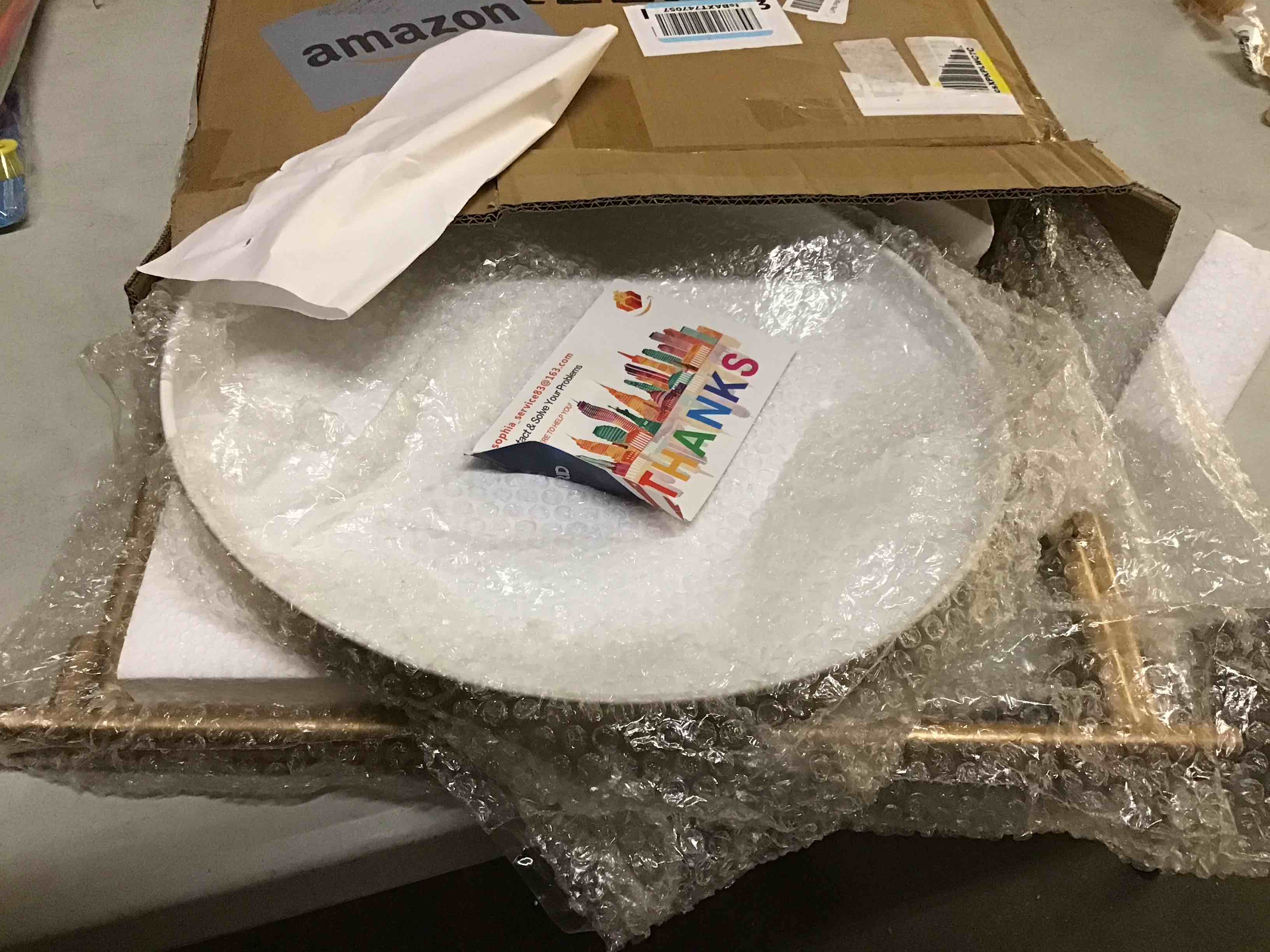 Condition photo showing Good Condition for TeoKJ 2 Tier Gold Side Table, Folding Round Metal End Table Small Nightstand with Two Removable Tray for Bedroom Living Room Bedside Small Spaces Gold + White