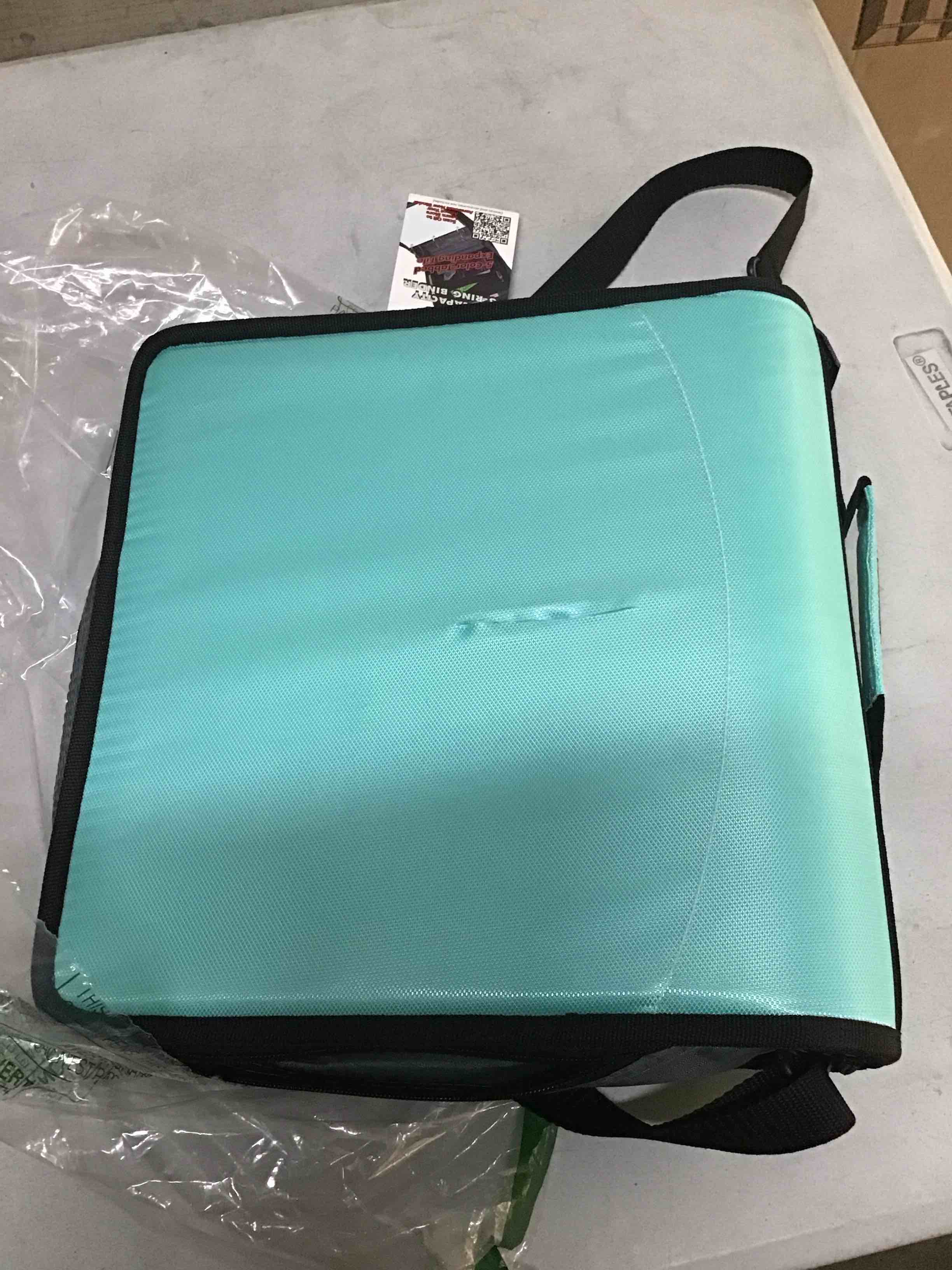 Condition photo showing As Is for Case-it Mighty Zip Tab School Zipper Binder | 3-Inch O-Rings, 600-Sheet Capacity, 5-Subject Expanding File Folder, Multiple Pockets & Storage Organizer, Shoulder Strap | D-146 Spearmint C Spearmint Blue 1 Pack