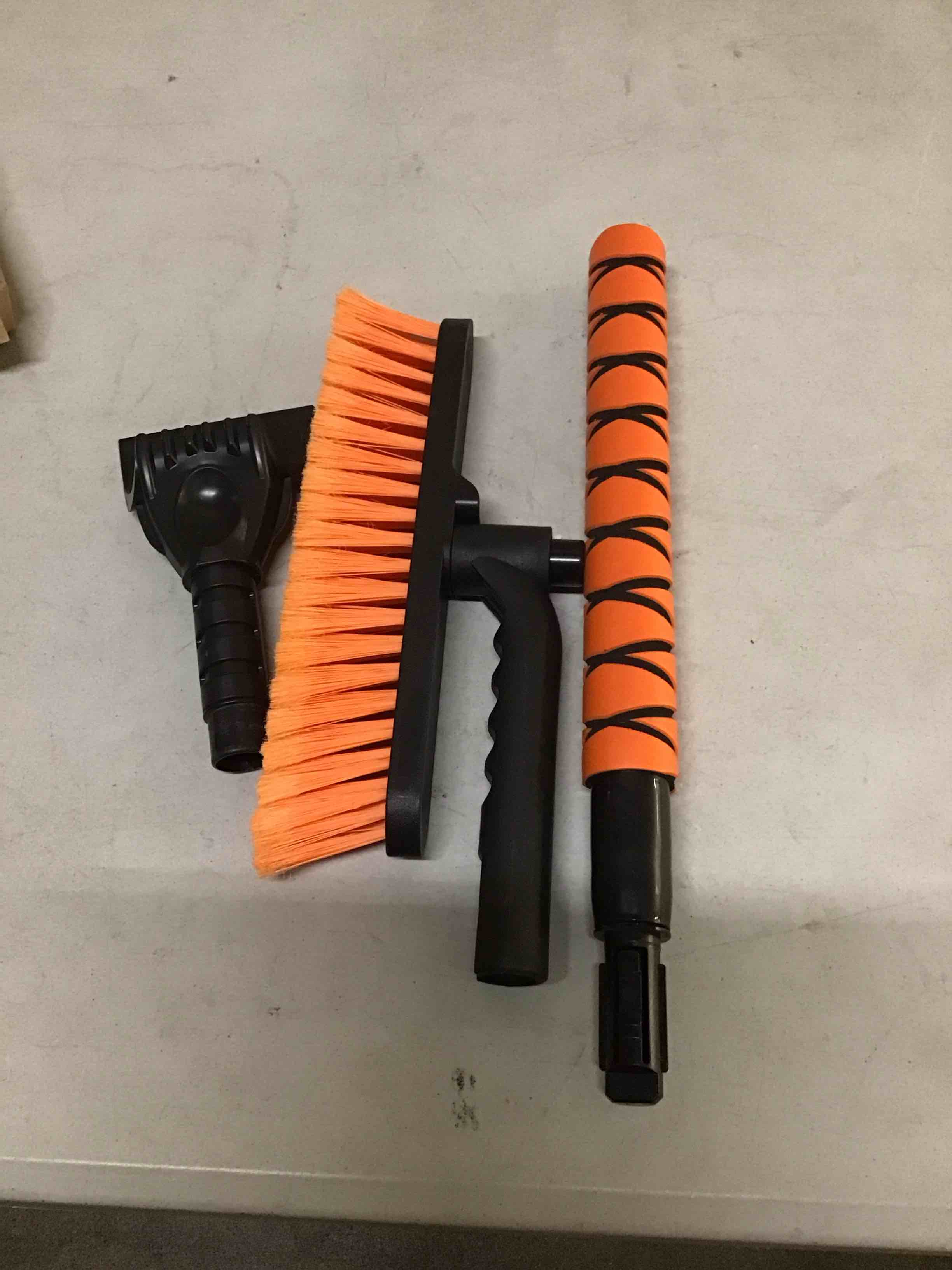 Condition photo showing Good Condition for 33" Extendable Snow Brush and Ice Scraper for Car Windshield, 2-in-1 Car Snow Brush & Ice Scraper with 360° Pivoting Brush Head and Comfortable Foam Grip for SUV Trucks Sedans,Orange ?