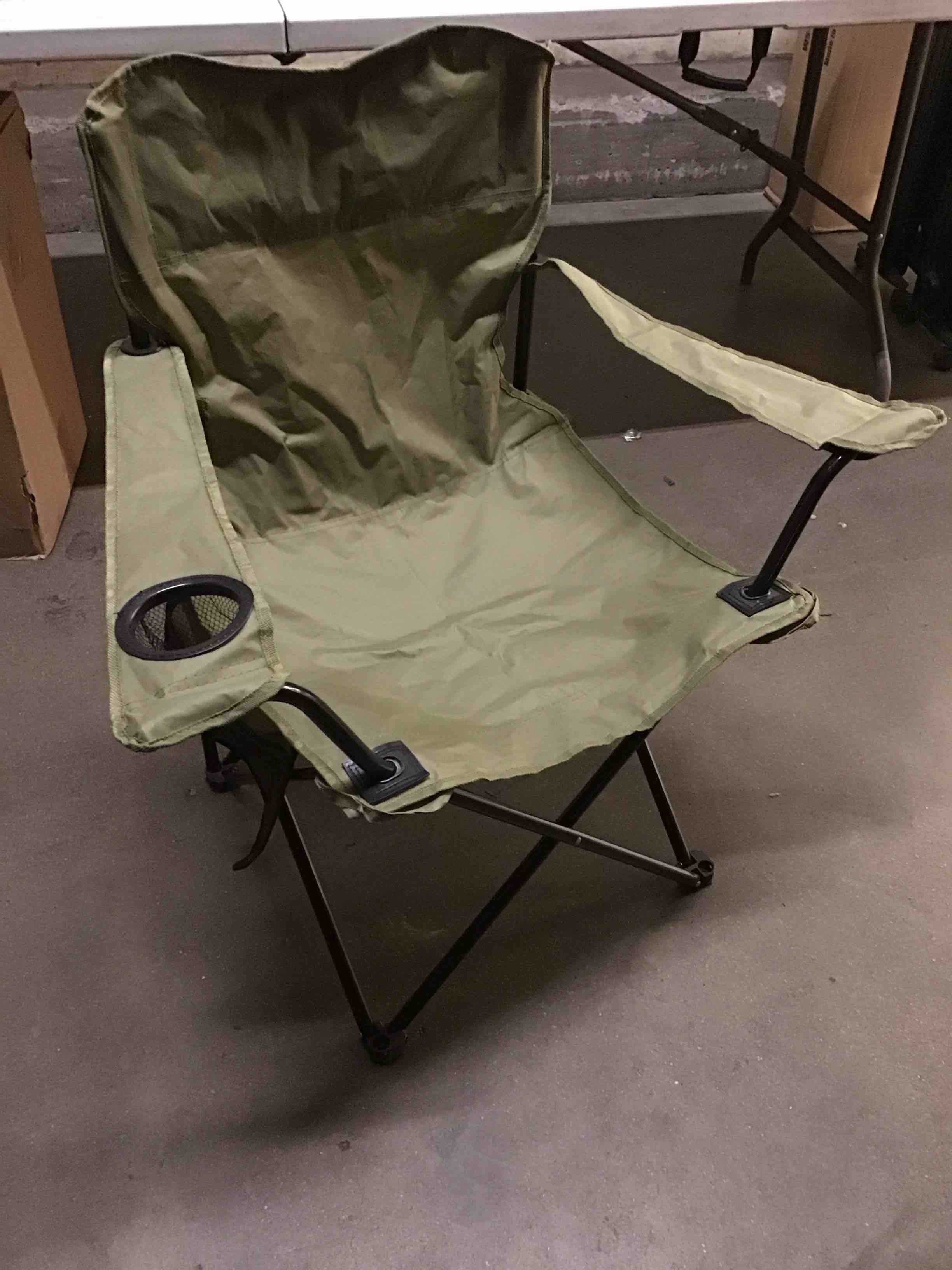 Condition photo showing As Is for Mountain Warehouse Folding Chair - Lightweight Stool, Compact, In-Built Cup Holder, Carry Strap Armchair, Durable Sofa - For Summer Camping, BBQ, Garden, Picnics