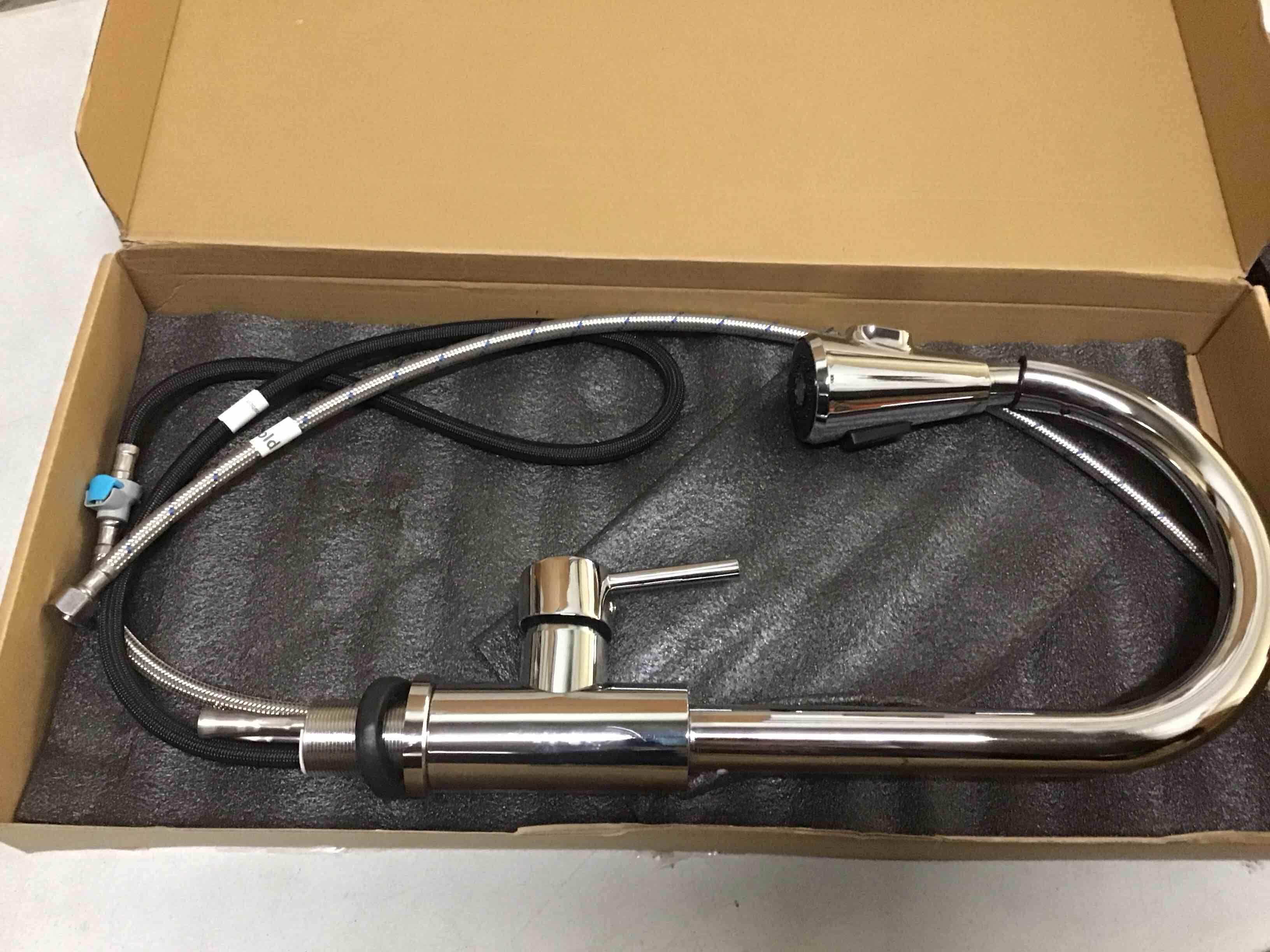 Condition photo showing As Is for HOMELODY LED Temperature Display Kitchen Faucet with Pull Down Sprayer - Polished Chrome Single Handle Faucet for Kitchen Sink, High Arc Stainless Steel Design for RV Laundry Farmhouse Bar