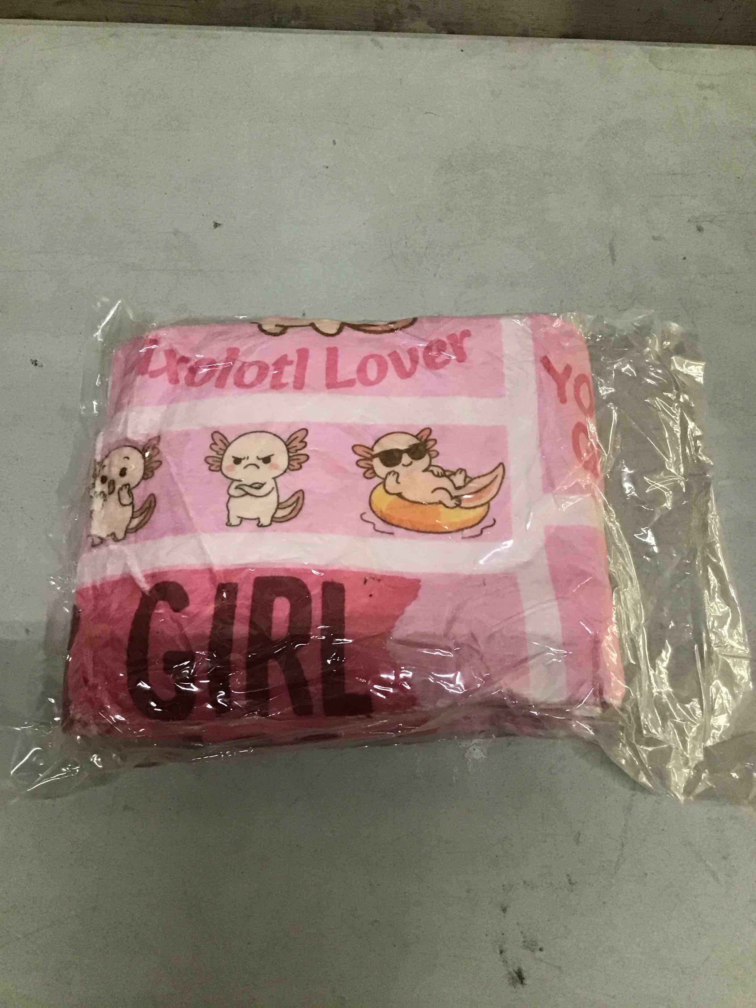 Condition photo showing Good Condition for (Different Design, stock photo used only for example) Axolotl Blanket Gifts for Girls Women, Just A Girl Who Loves Axolotl Blanket, Axolotls Lovers Birthday Gifts Decor Throw Blanket 50" x 40"