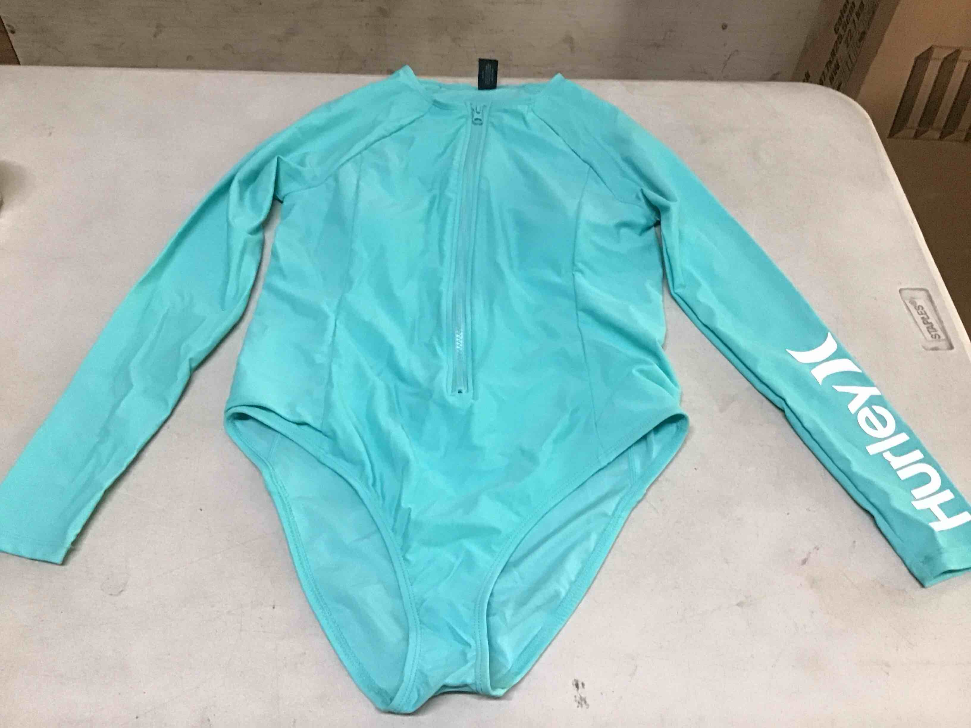 Condition photo showing New/Like New for Hurley Long Sleeve Womens One Piece Swimsuits, Swimsuit for Women, Bathing Suit for Women, Swim Suit UPF 50+ SPF UV Protected Turquoise Large