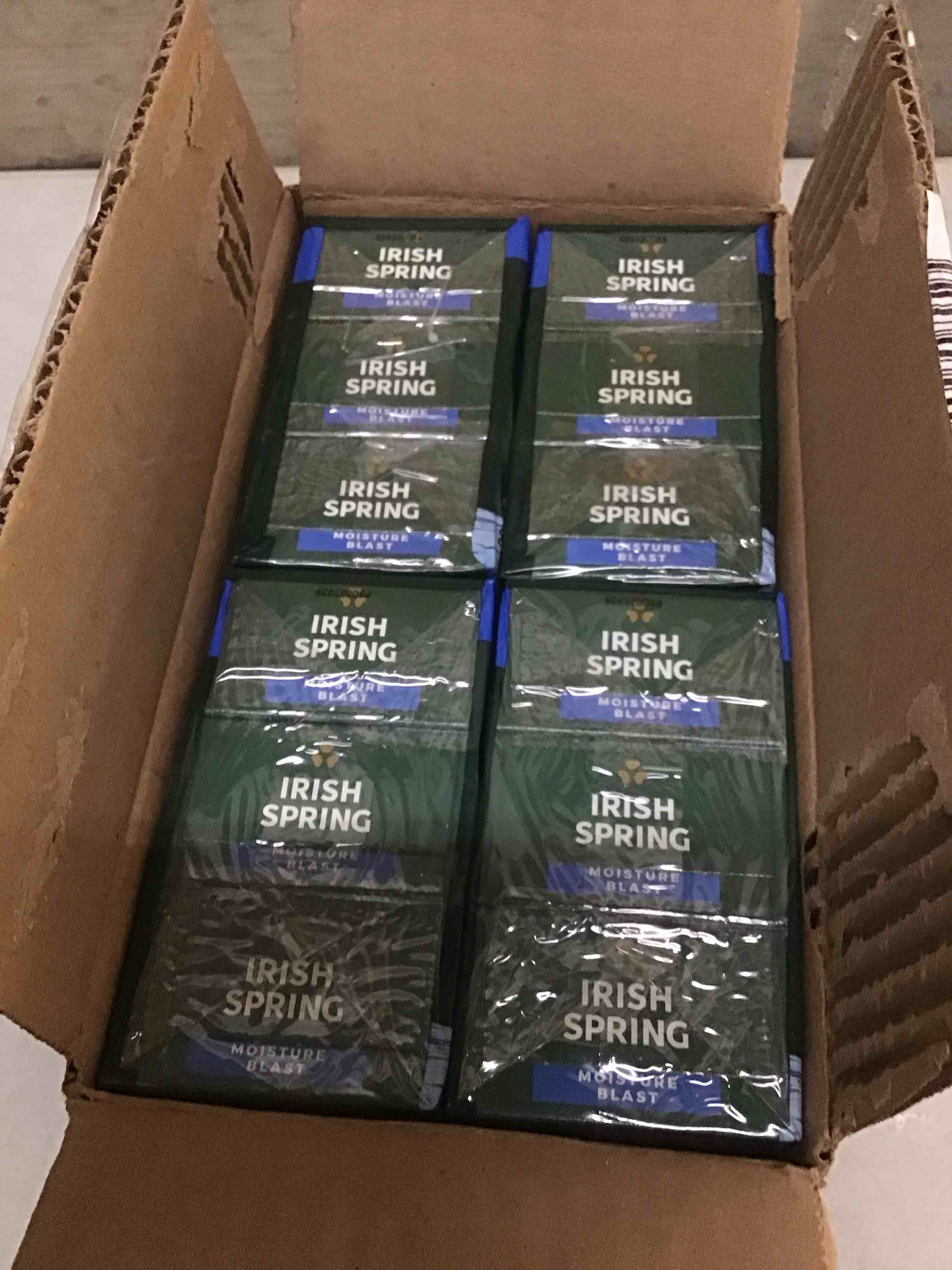 Condition photo showing New/Like New for Irish Spring Bar Soap for Men, Moisture Blast, 3.7 Oz, 24 Pack & Icy Blast Bar Soap for Men, Mens Soap, Smell Fresh and Clean 12 Hours