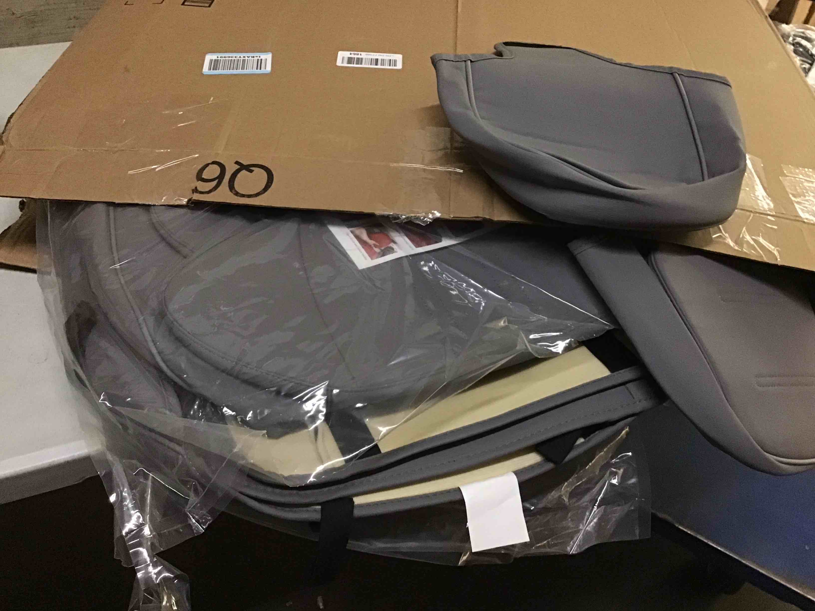 Condition photo showing Good Condition for AOOG Front Seat Covers, Car Seat Covers Front Seats, Leather Seat Covers for Cars, Waterproof Seat Covers with Lumbar Support Universal Fit for Most Cars SUV Trucks(Front Pair, Grey) FRONT PAIR GREY