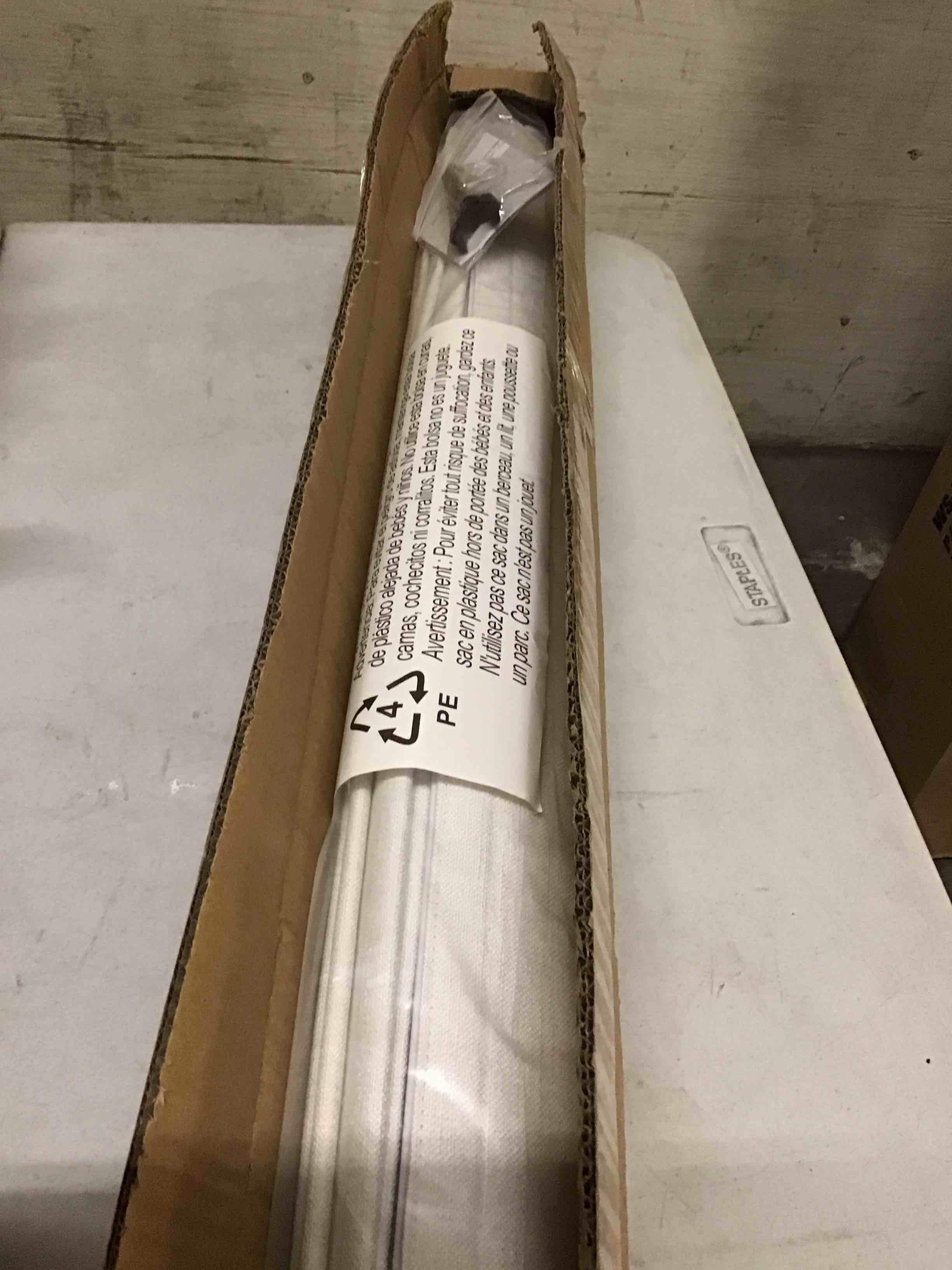Condition photo showing Good Condition for LazBlinds No Tools No Drill TDBU Cordless Roman Shades for Window, Thermal Insulated UV Blocking, 100% Blackout Fabric Blinds for Bedroom & Living Room, 31" W x 64" H, Blackout - White Blackout - White 31"W x 64"H