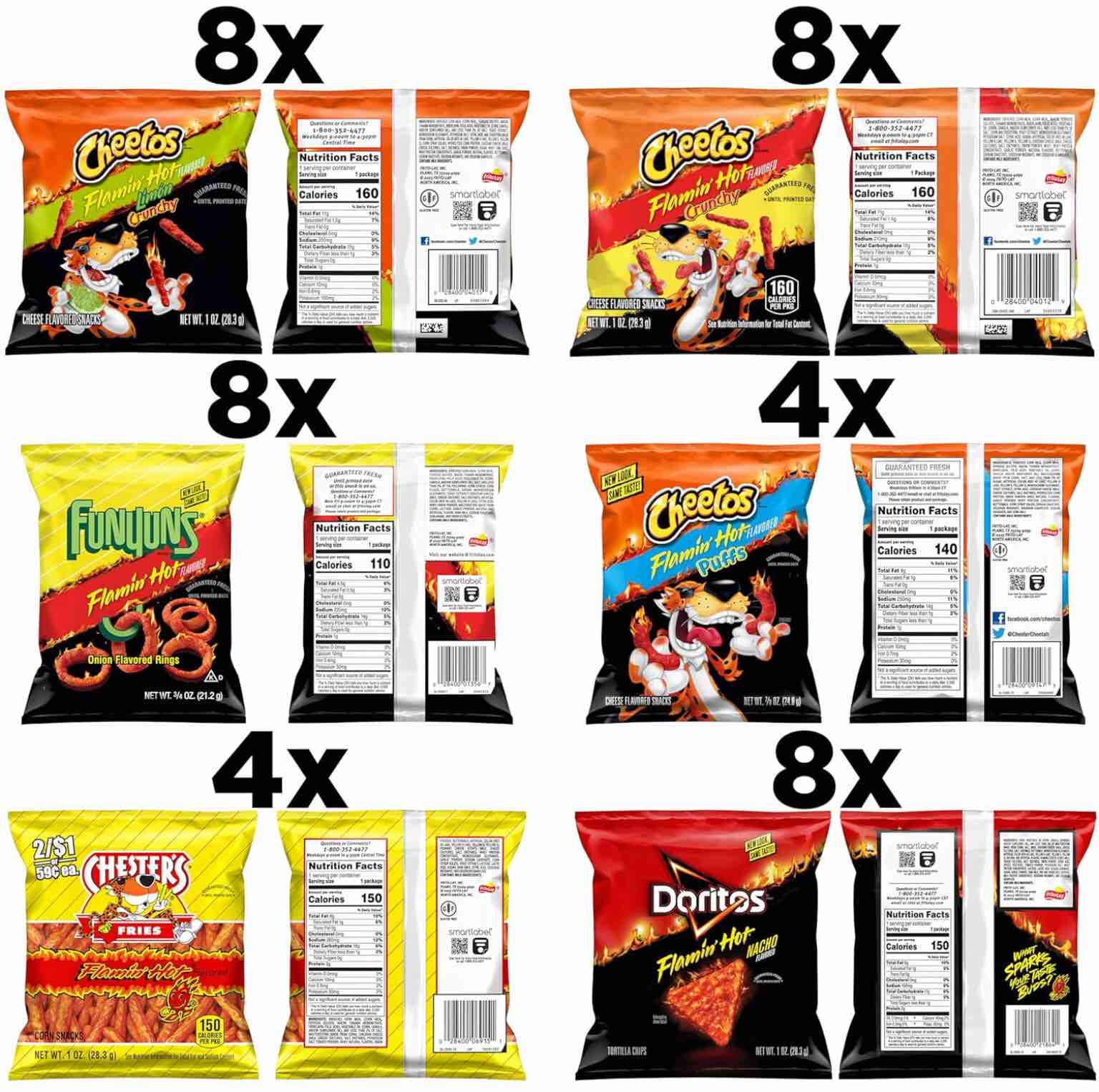 Condition photo showing New/Like New for (Best By: JUL/1/2025) Frito-Lay Flamin' Hot Mix, Variety Pack, 3.34 Pounds, (Pack of 40), Packaging May Vary Flamin' Hot Mix 40 Count (Pack of 1)