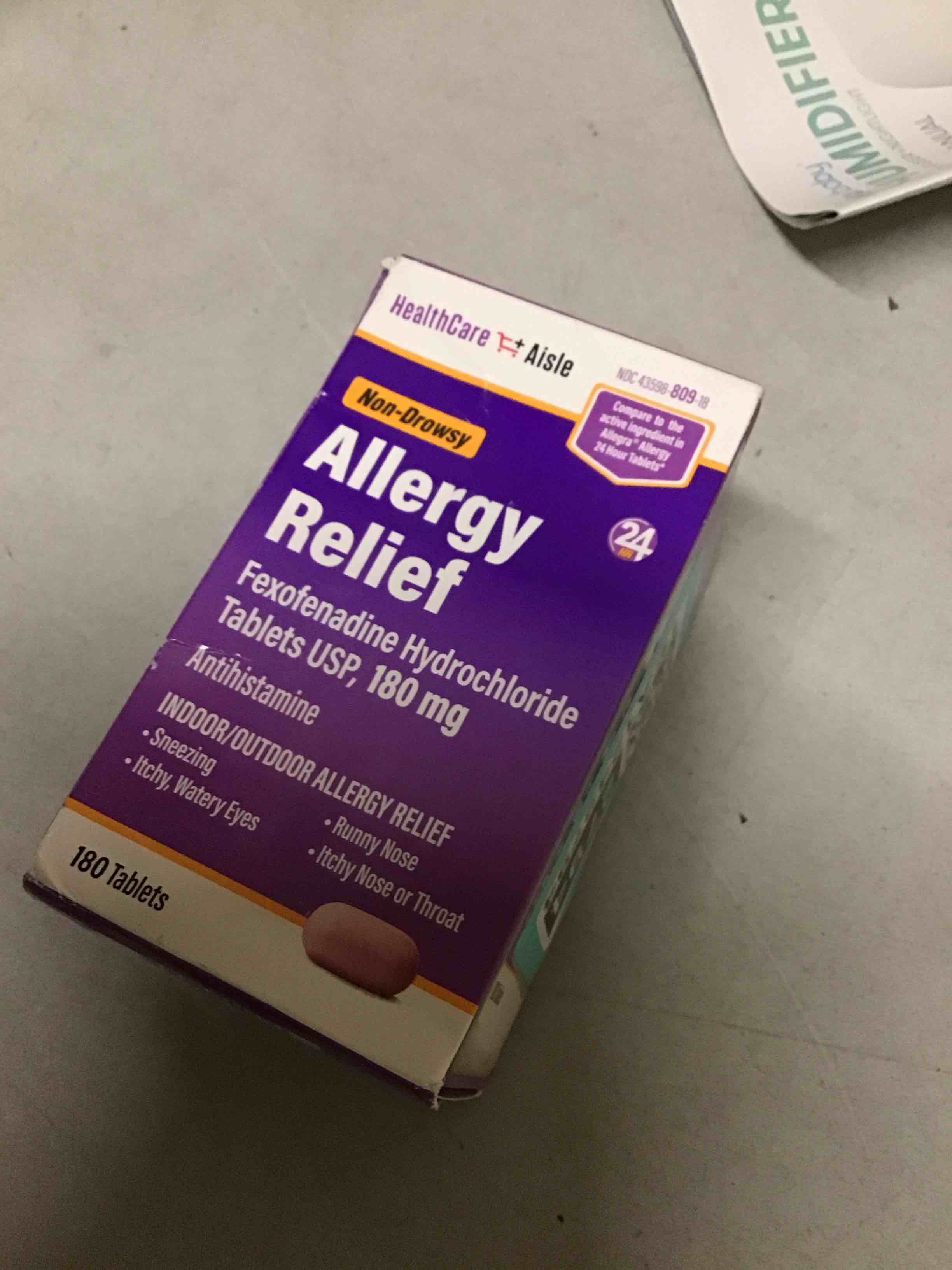 Condition photo showing Good Condition for ( Expired date 03/2026) HealthCareAisle Allergy Relief - Fexofenadine Hydrochloride Tablets USP, 180 mg - 180 Tablets - Allergy Medication, Non-Drowsy 24-Hour Relief 180 Count (P HealthCareAisle Allergy Relief - Fexofenadine Hydrochloride Tablets USP, 180 mg - 180 Tablets - Allergy Medica