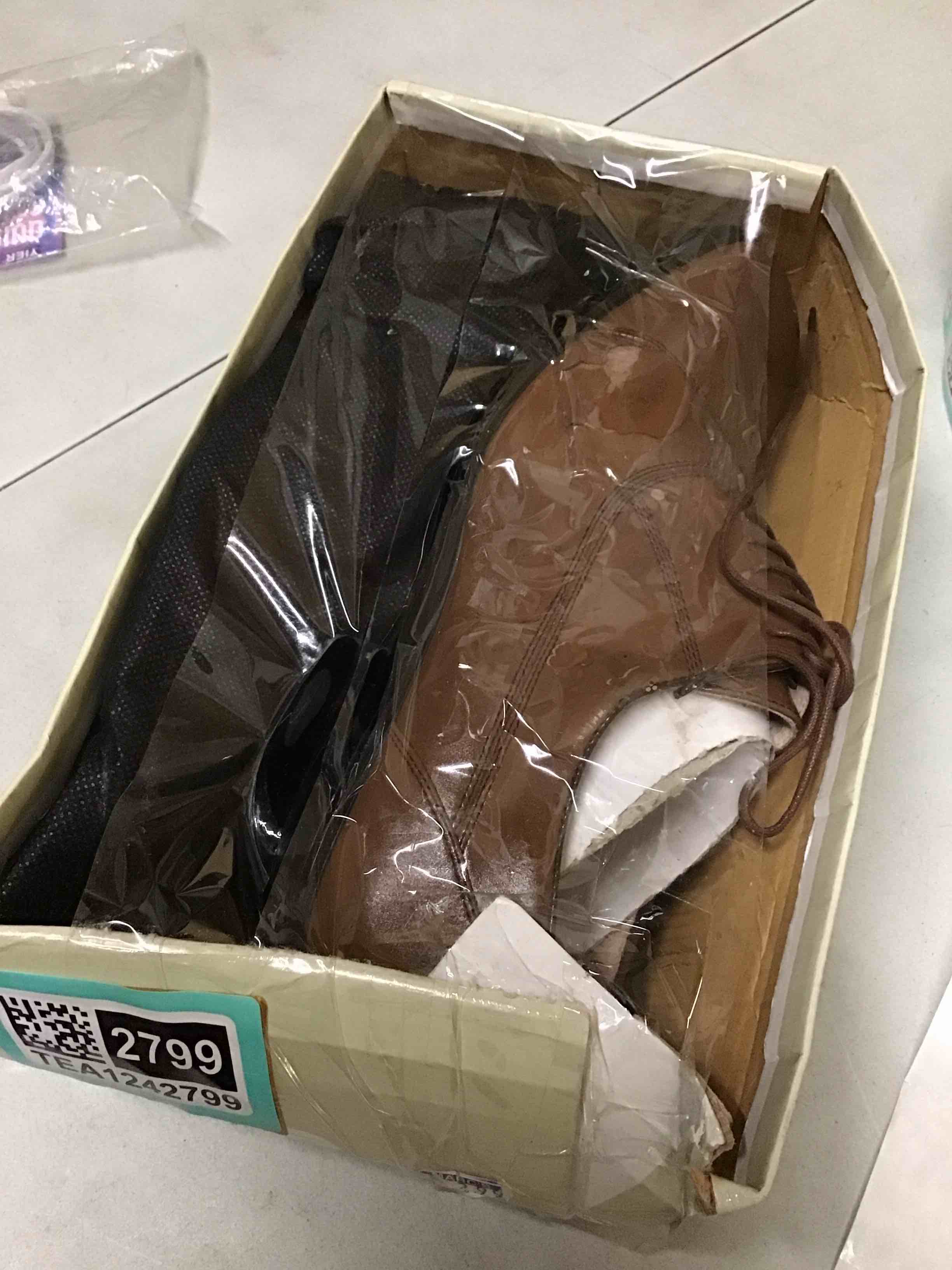 Condition photo showing As Is for Climate Men\'s Dress Cap Toe Style AB17610, Size 9.5 , Brown 