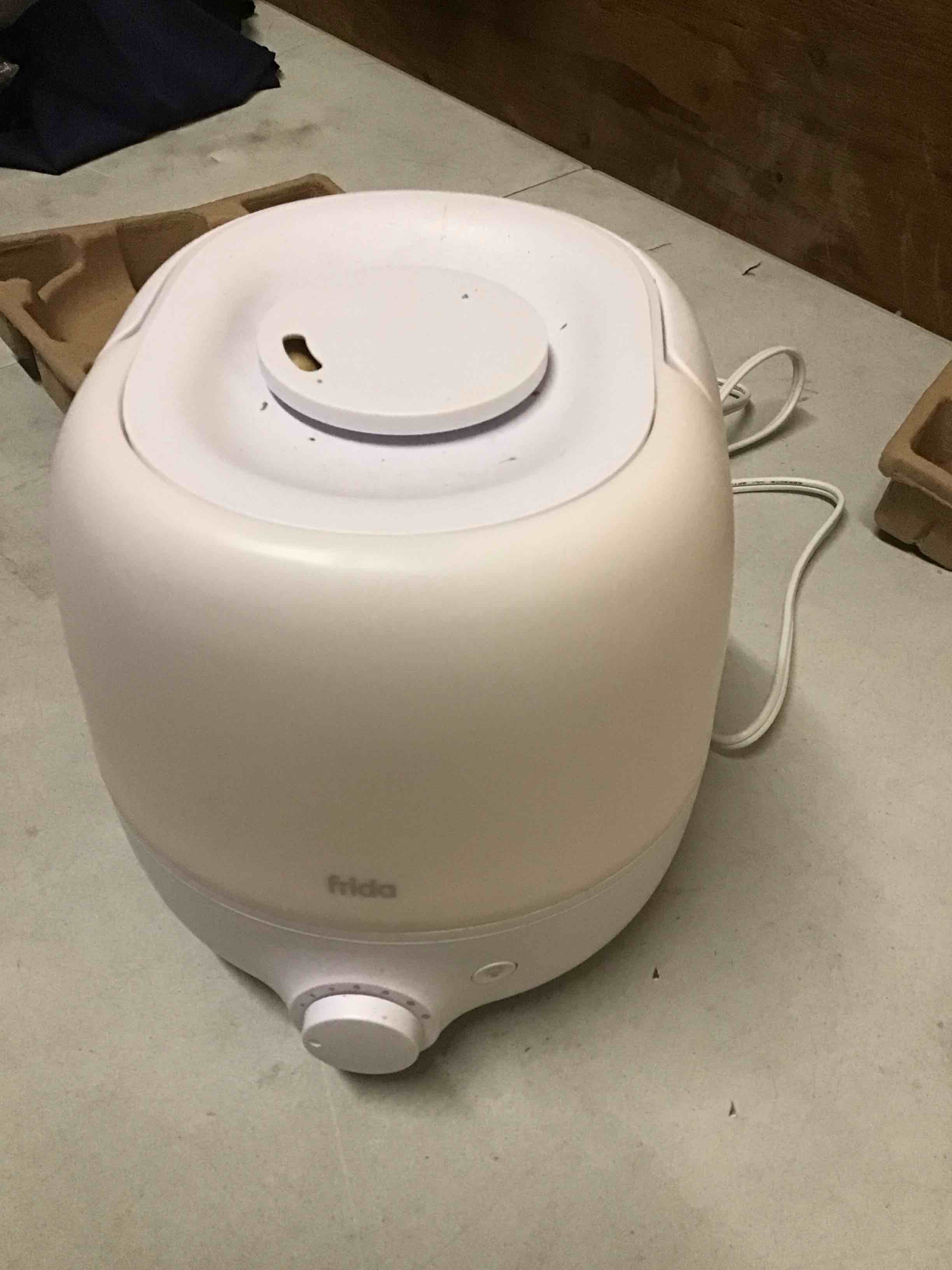 Condition photo showing As Is for Frida Baby 3-in-1 Cool Mist Humidifier for Large Rooms, Top Fill Humidifier for Bedroom, Allergy Relief, 60 Hour Runtime + Nightlight, Auto Shut-Off, Quiet, Carry Handle, Essential Oil Diffuser