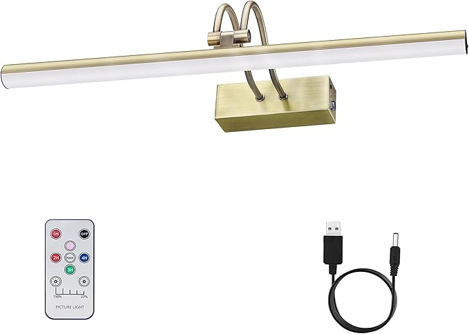 Picture Light,Picture Lights for Wall Cordless, Picture Lights with Timer and Dimmable,Battery Wall Lights for Display Gallery Painting Art Frame Portrait-AB