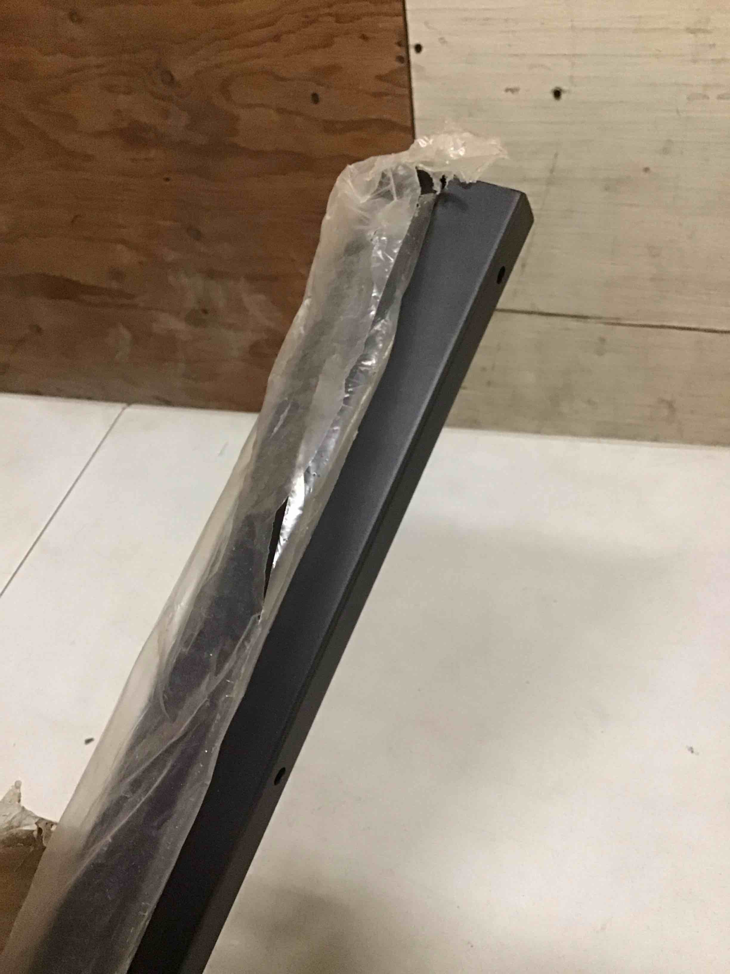 Condition photo showing As Is for ( incomplete 2 post only ) Hulave 4-Pack 6FT U-Shaped Metal Fence Posts (H: 68?), No-Dig Hard Surface Mount for Privacy Fences, Garden, AC Units, Pool Equipment, and Trash Can Enclosures-Matte Black 6FT-Posts Black 4