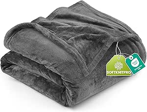 Utopia Bedding Fleece Blanket Queen Size Grey 300GSM Luxury Anti-Static Fuzzy Soft Microfiber Bed Blanket (90x90 Inch)