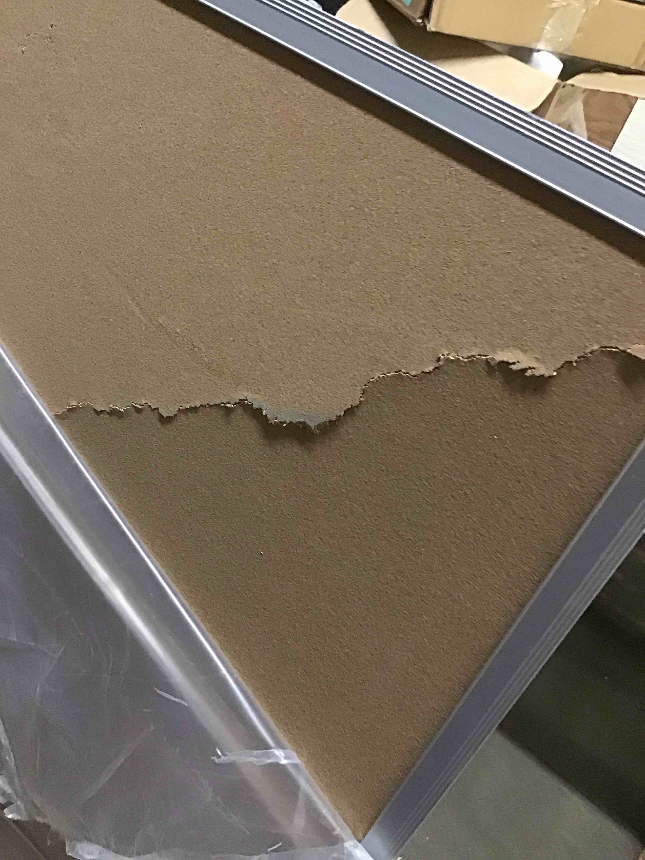 Condition photo showing As Is for ( with crack ) viz-pro dry erase board/magnetic whiteboard, 8' x 4', silver aluminum frame