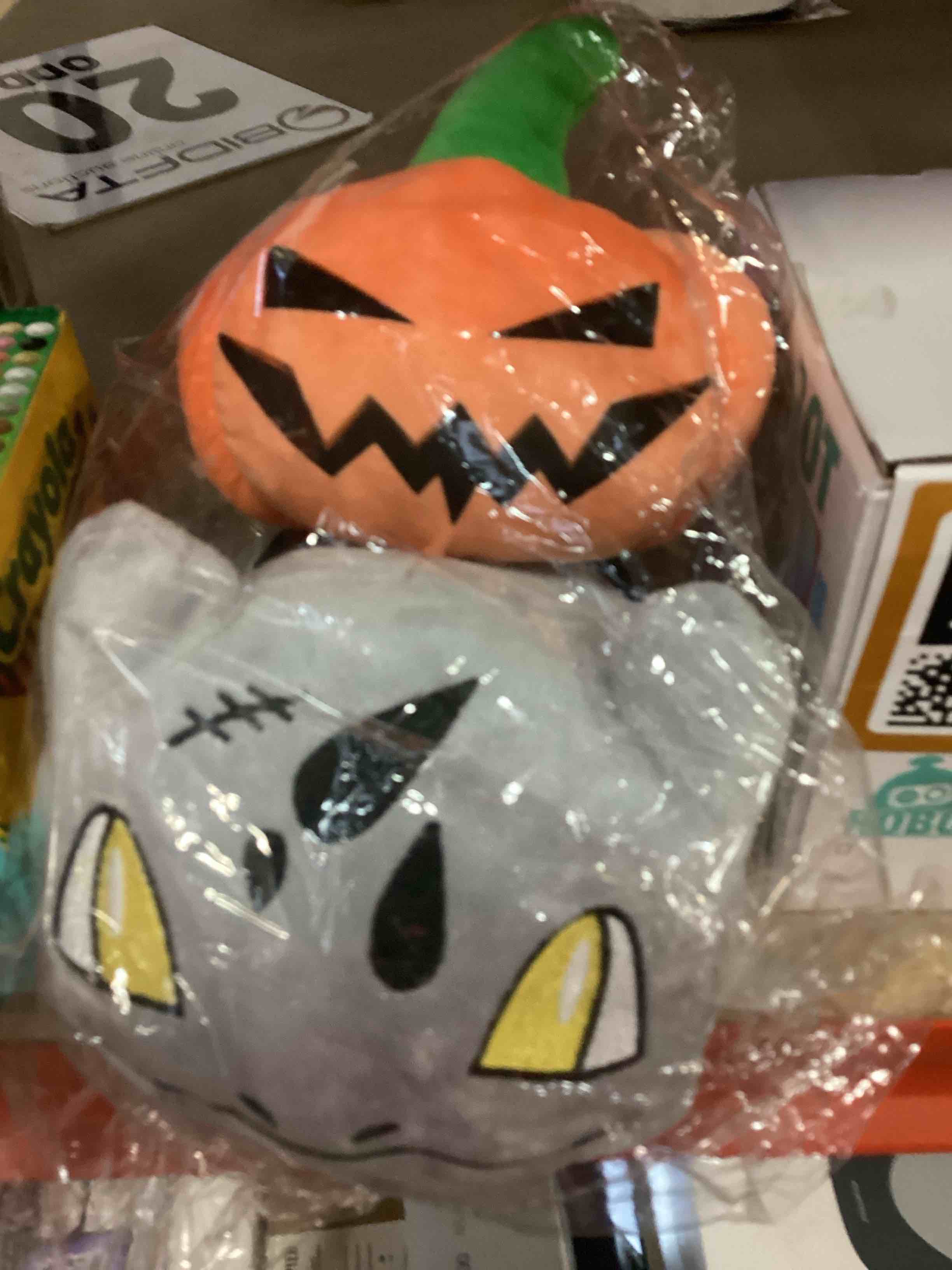 cat and  pumpkin plushie 