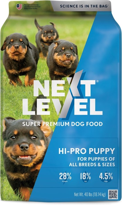 Next Level Super Premium Dog Food – HI-PRO Puppy – Dry Kibble for Dogs for Small Breeds at All Life Stages – 28% Protein, Beef, Pork, Fish, Chicken with Gluten Free Grains
