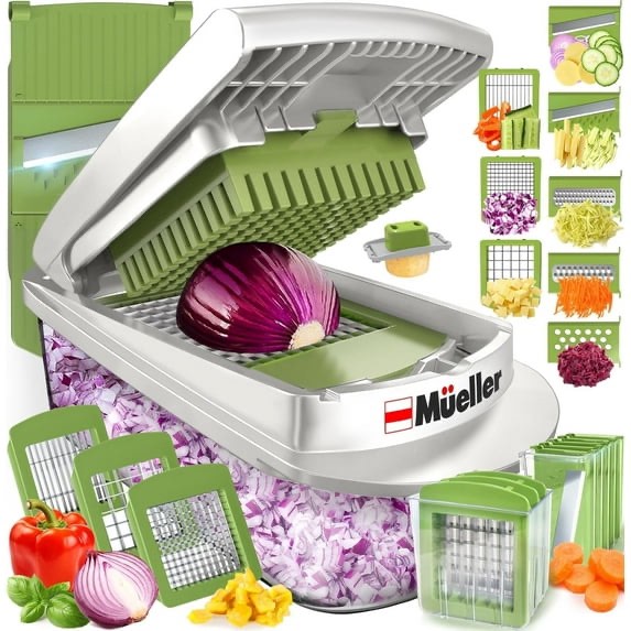 Mueller pro-series 10-in-1,8 Blade vegetable chopper ,onion mincer cutter Dicer egg slicer with container 