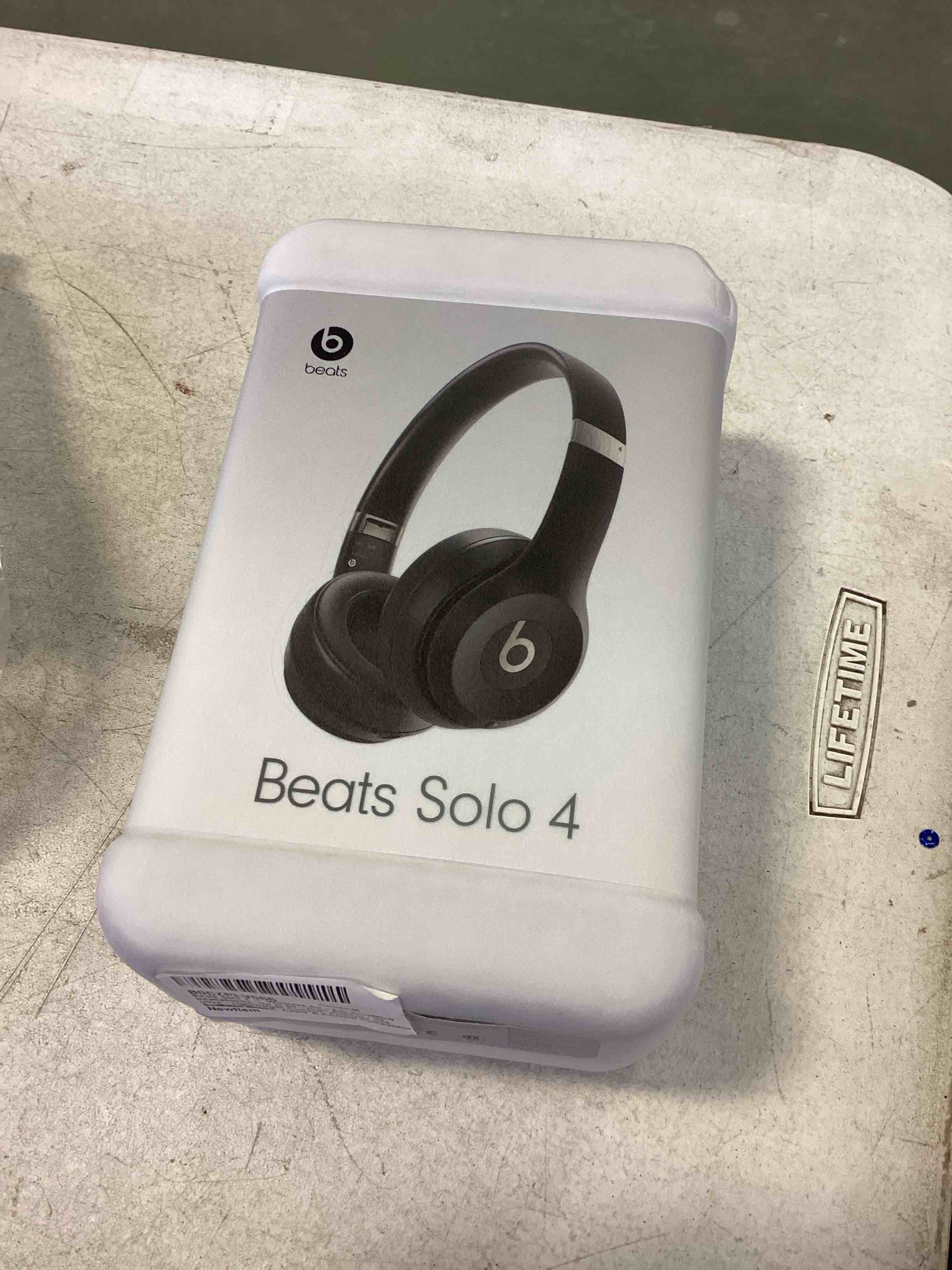 Condition photo showing New/Like New for Beats Solo 4 - Wireless On-Ear Bluetooth Headphones, Up to 50-Hour Battery Life, Ultra-Lightweight Comfort, Powerful and Balanced Sound, Apple & Android Compatible - Matte Black Matte Black Solo4 Without AppleCare+