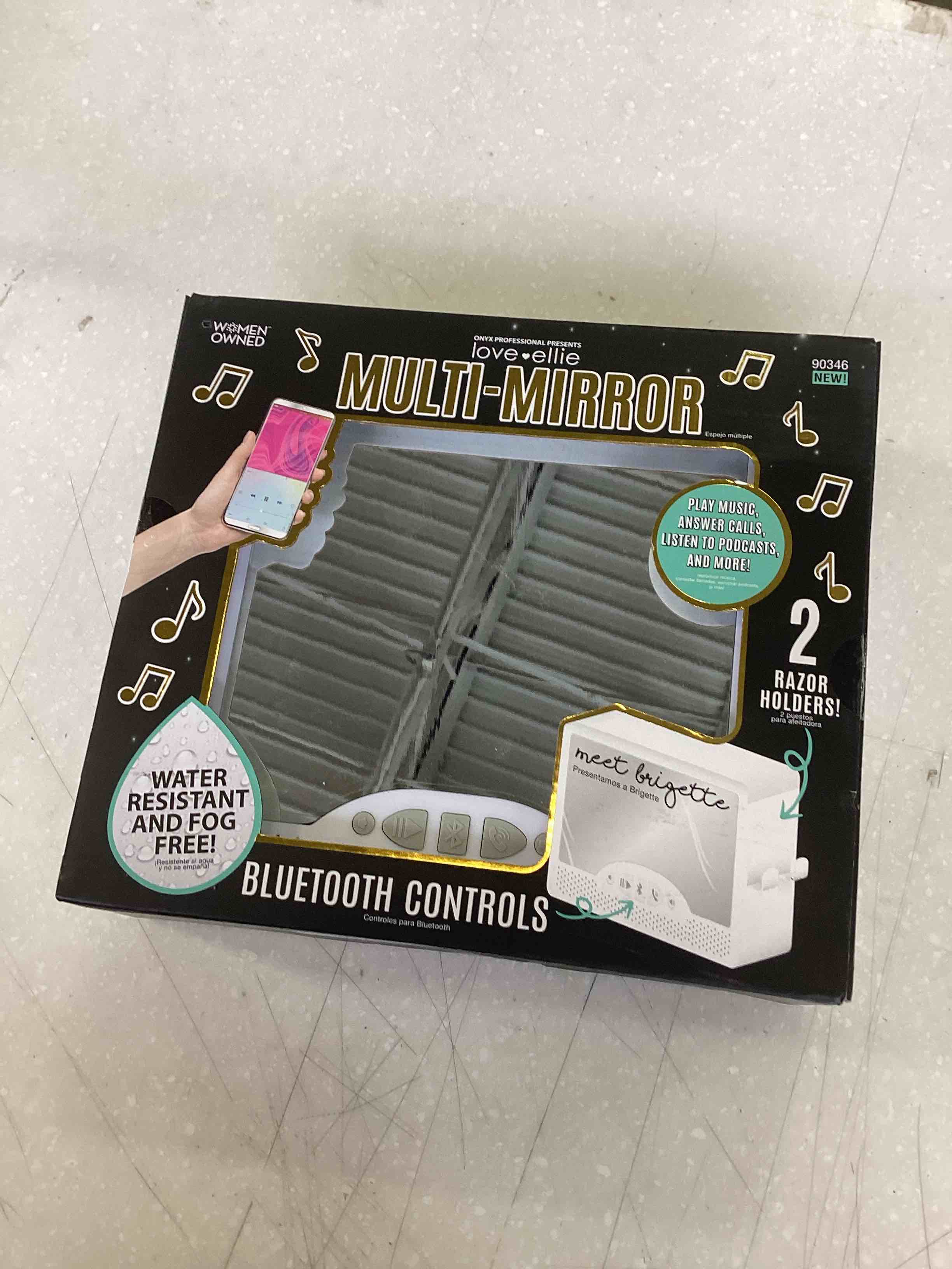 Love Ellie Brigette Fogless Shower Mirror with Lights & Bluetooth Speaker White Finish Suction Cup Mount