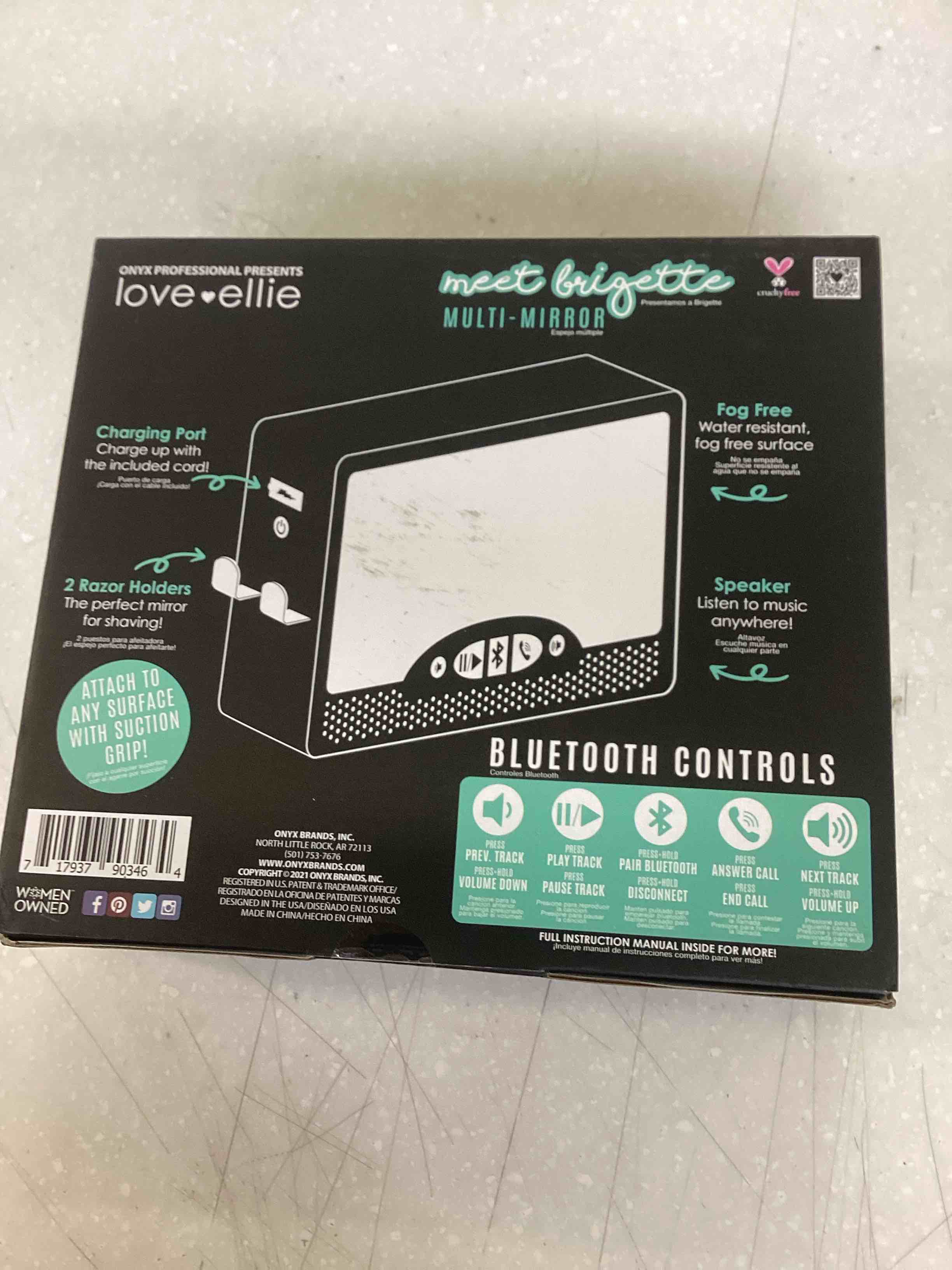Condition photo showing Good Condition for Love Ellie Brigette Fogless Shower Mirror with Lights & Bluetooth Speaker  White Finish  Suction Cup Mount