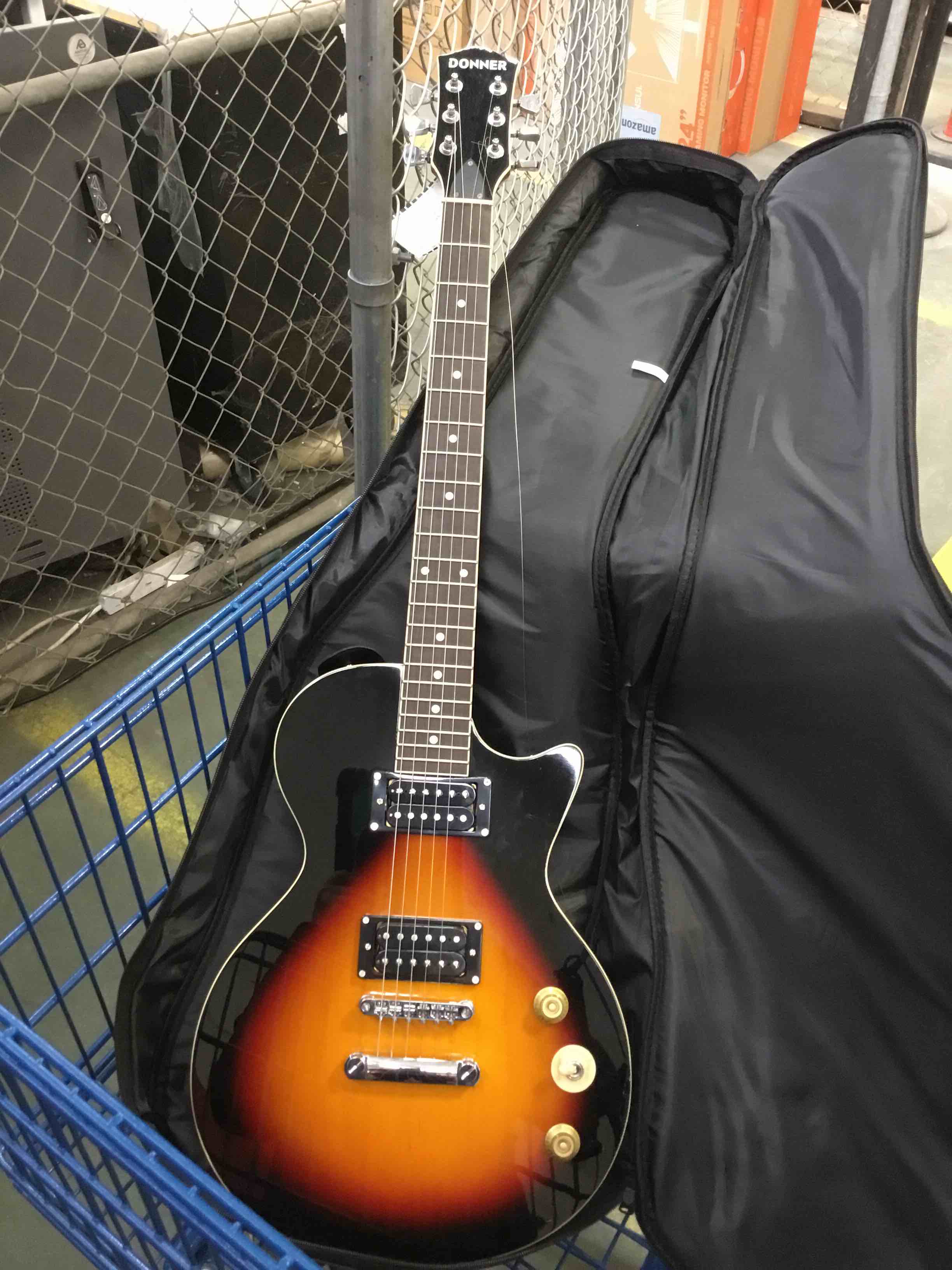 Condition photo showing As Is for Donner 39 Inch LP Electric Guitar Solid Body Beginner Kit Sunburst Full Size, with Bag, Strap, Cable, for Beginner,DLP-124S