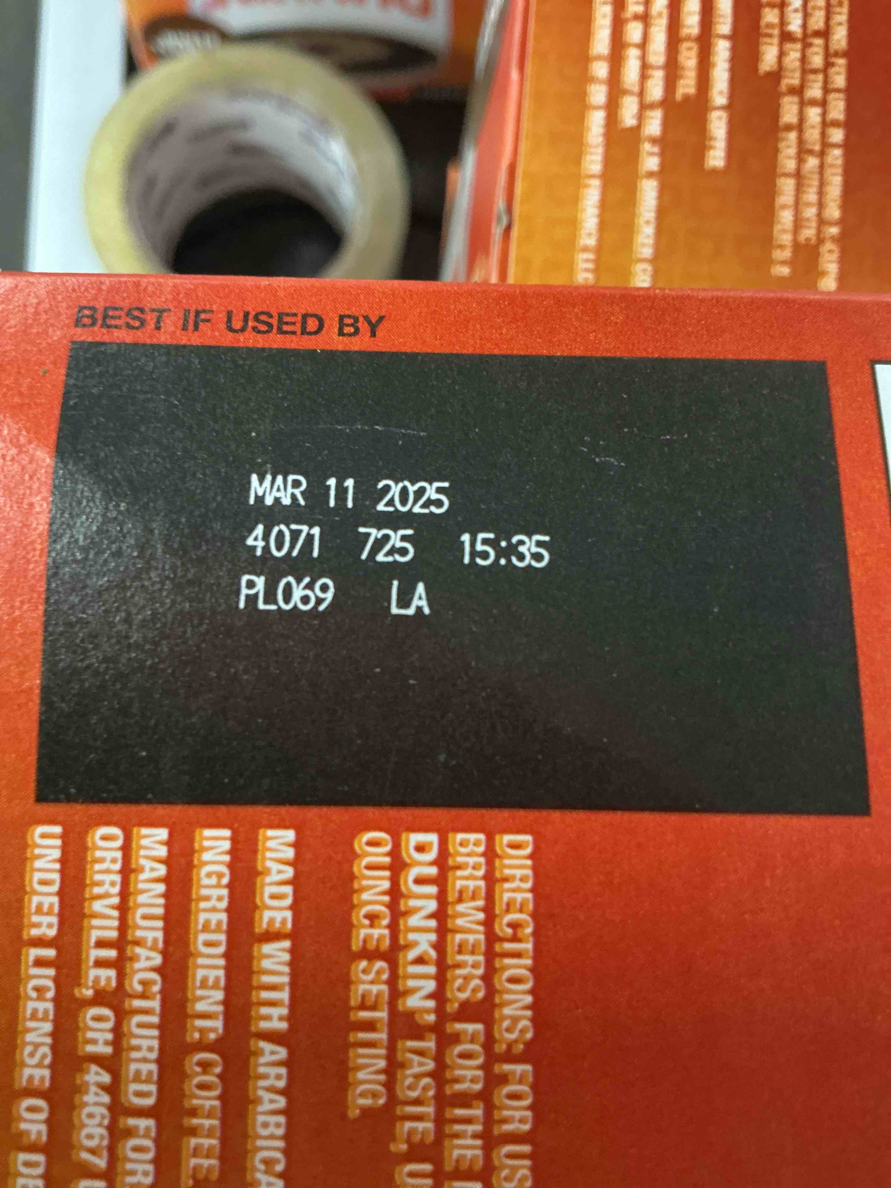 Condition photo showing New/Like New for (Best By: March 11 2025) Dunkin Donuts K-Cup Pods, Original Blend, 22/box (5-Pack)