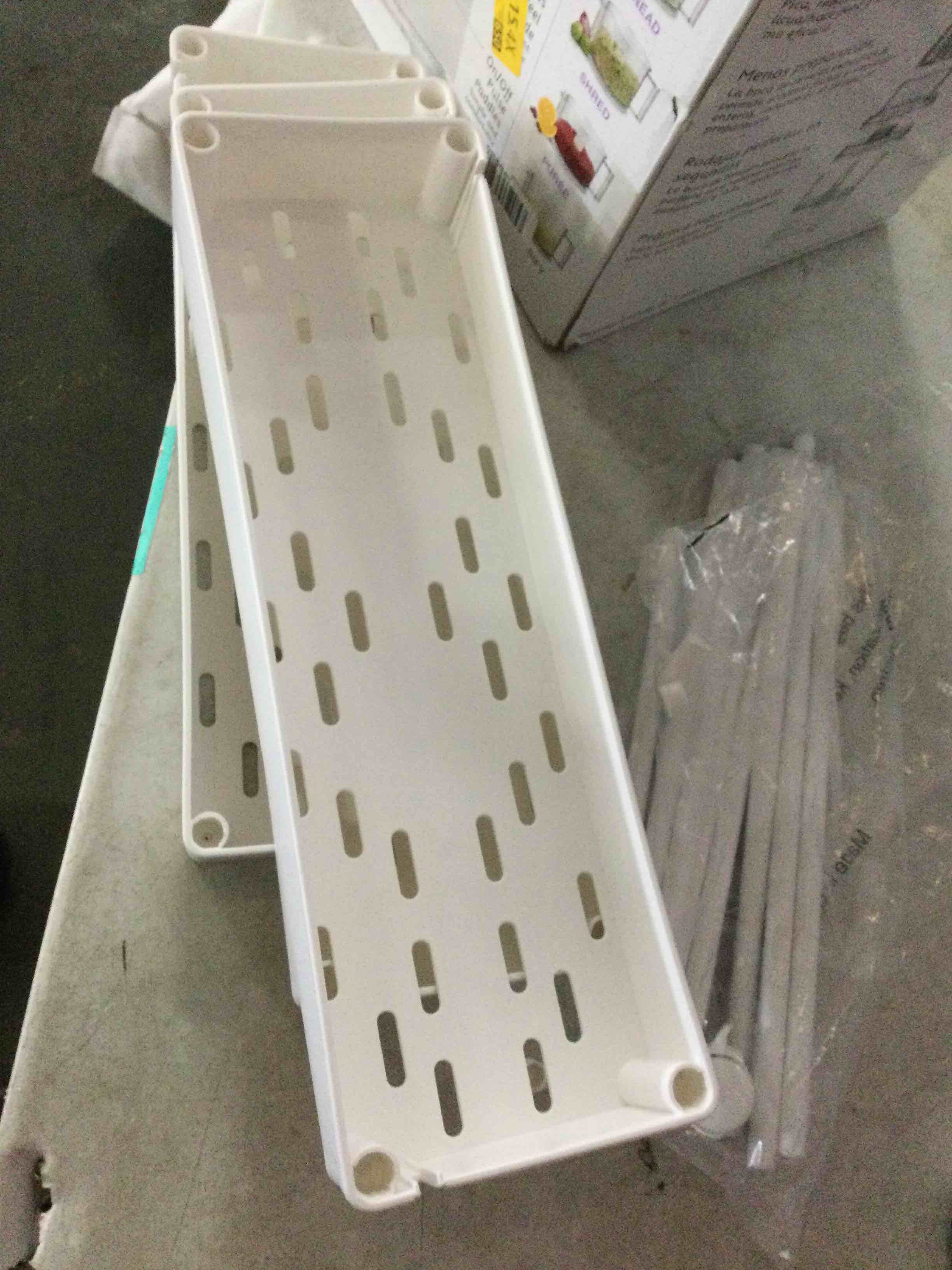 Condition photo showing As Is for  Slim Rolling Storage Cart, 3 Tier Bathroom Storage Organizer Laundry Room Utility Cart Mobile Shelving Unit, Multi-Purpose for Kitchen Office Bathroom Laundry Narrow Places, White