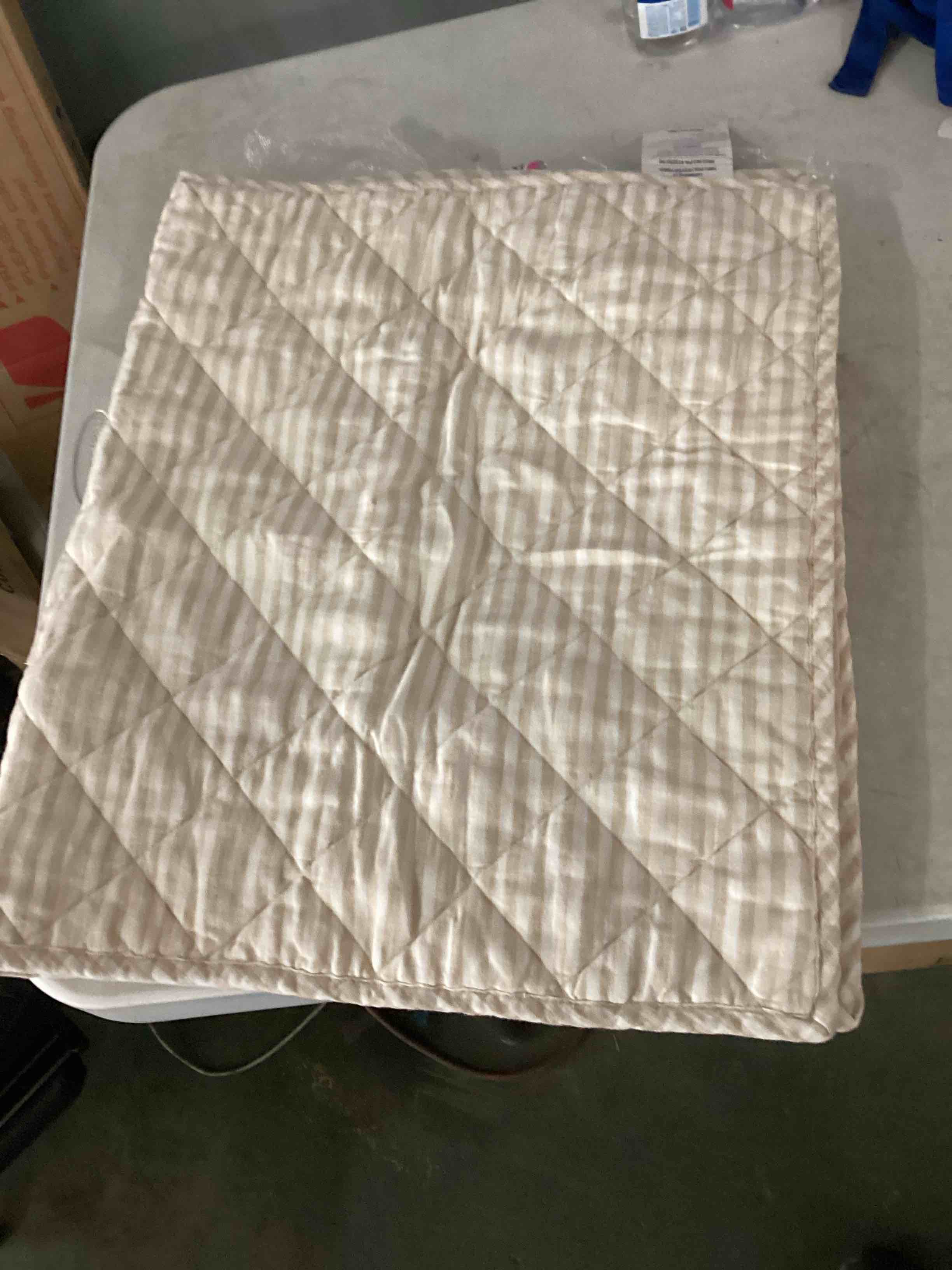 Condition photo showing Good Condition for European Linen Stripe Quilted Sham Set, Natural/White Stripe, King