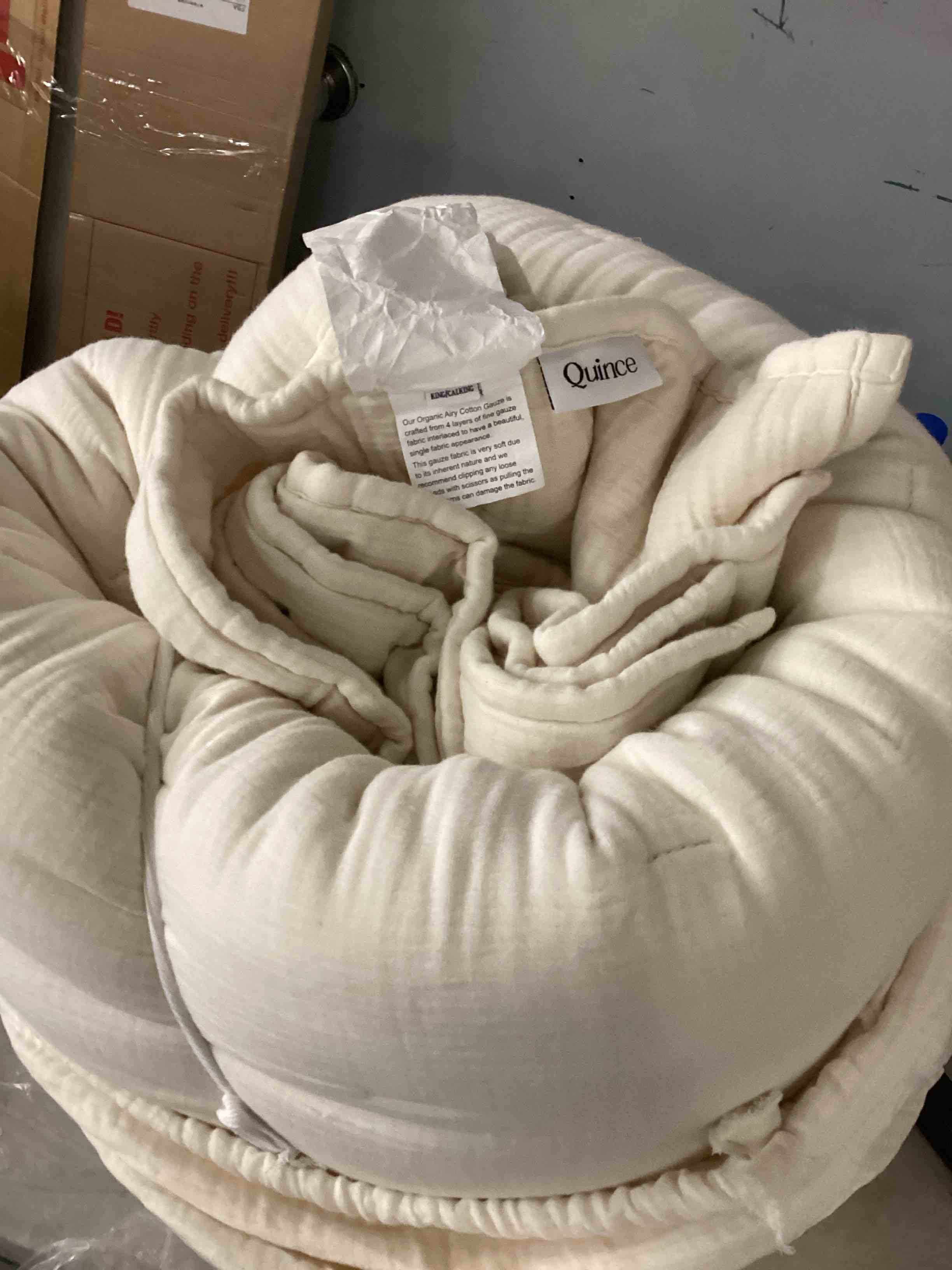 Condition photo showing As Is for Organic Airy Gauze Dream Quilt, King 