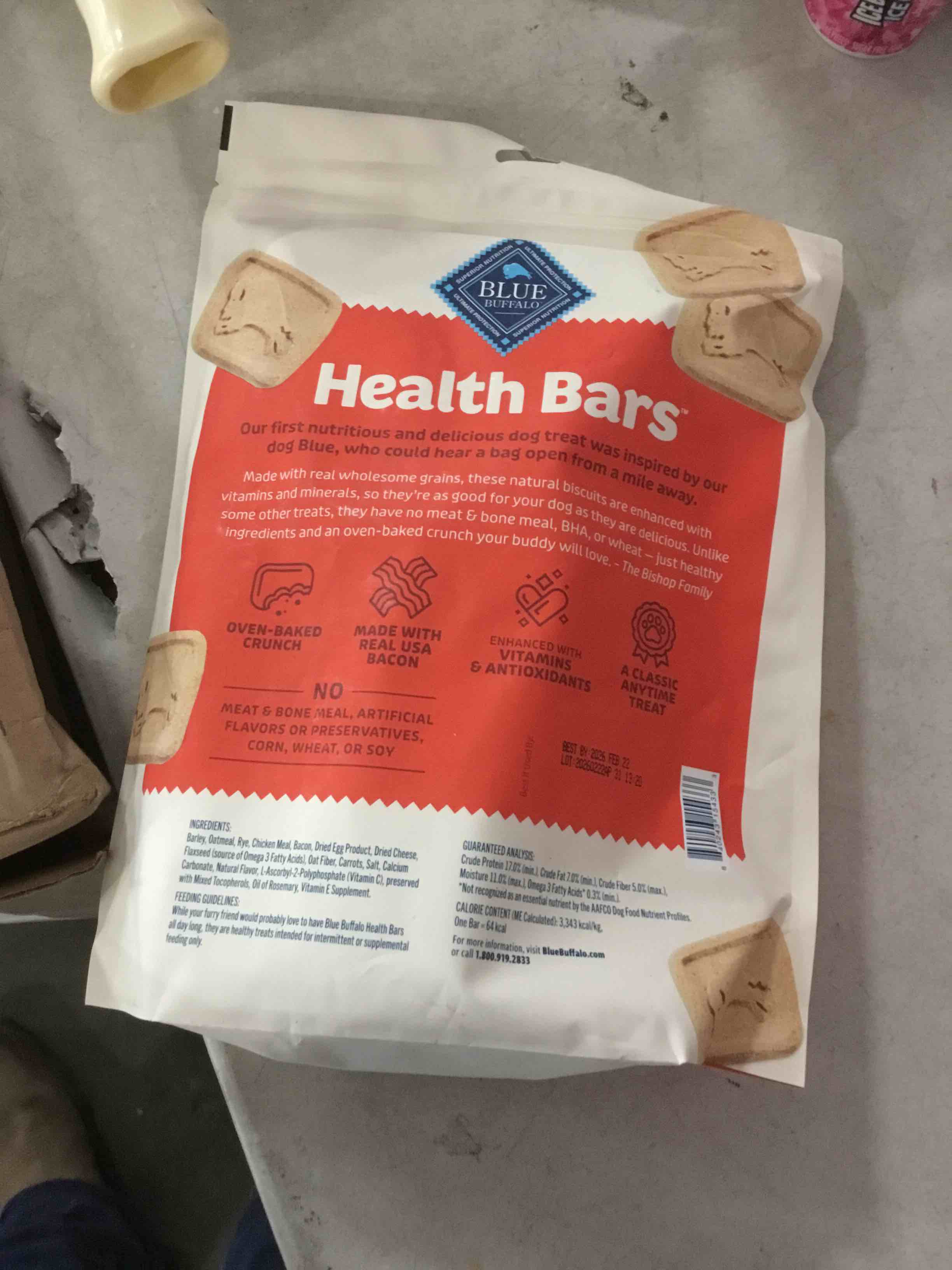 Condition photo showing Good Condition for Blue Buffalo Health Bars Mini Crunchy Dog Biscuits, Oven-Baked with Natural Ingredients, Bacon, Egg & Cheese, 32-oz Bag