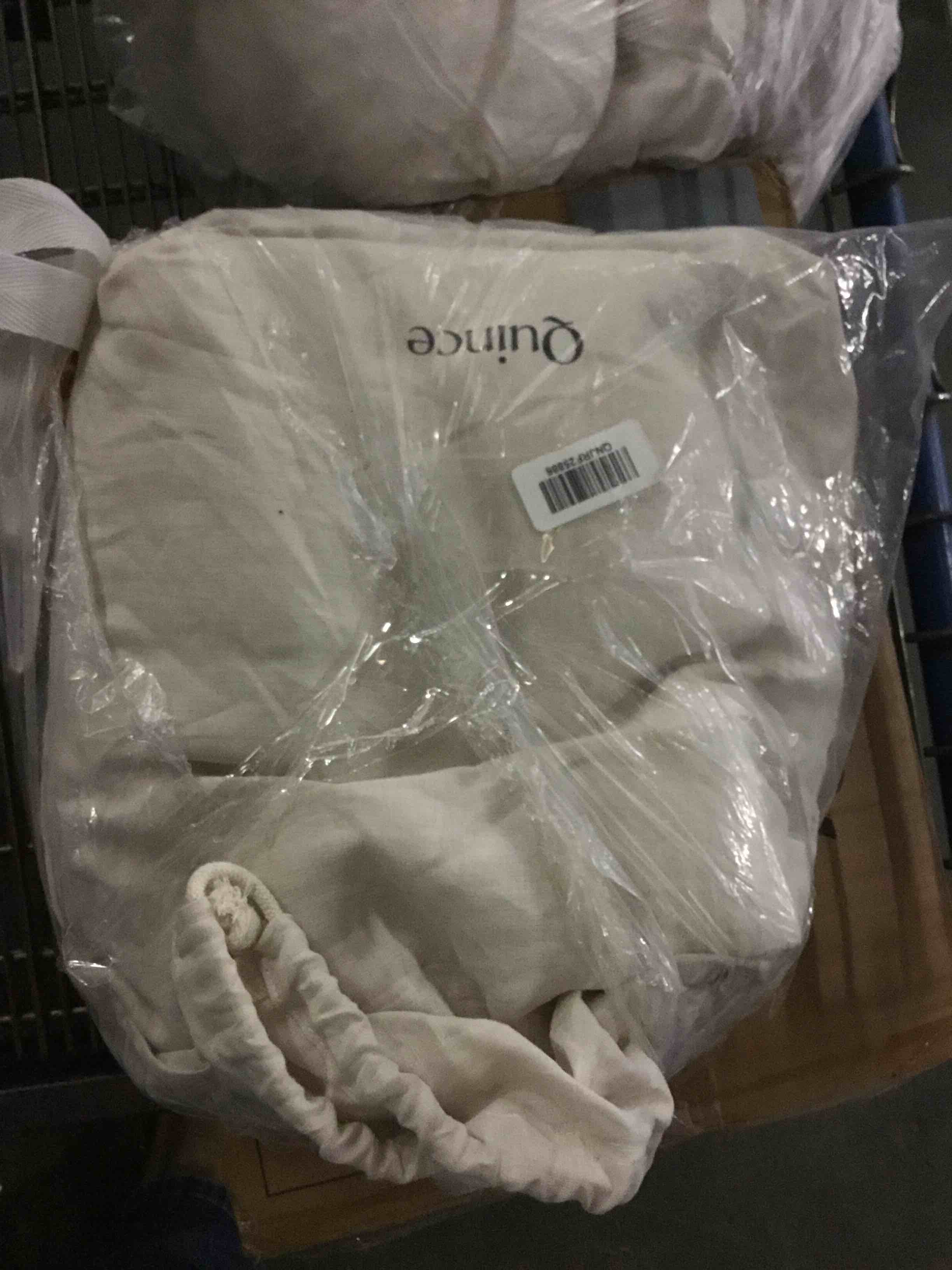 Condition photo showing As Is for European Linen Sheet Set in Natural Chambray, Size Queen by Quince Full/Queen