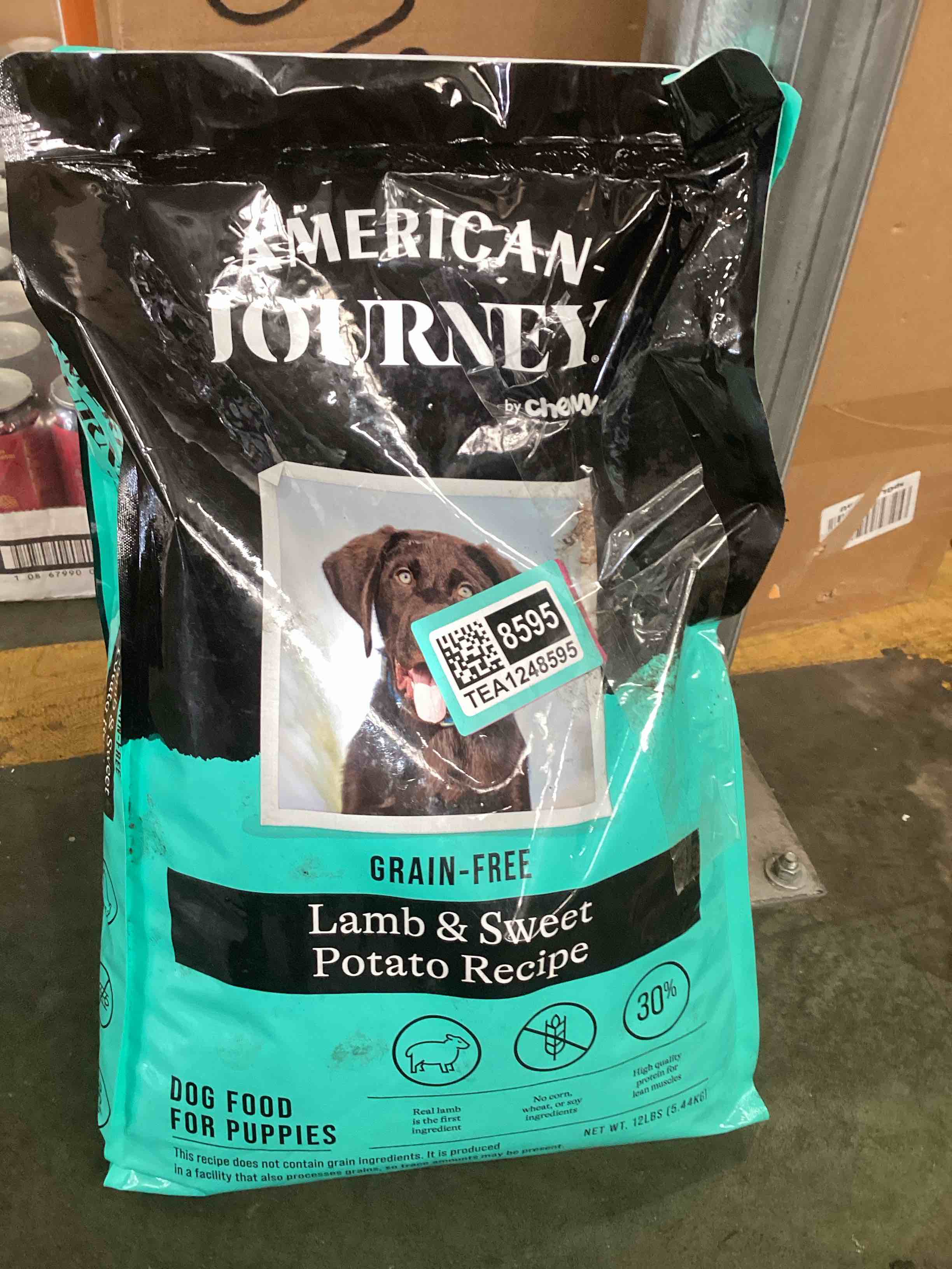 Condition photo showing As Is for Best by:04/10/26/American Journey Grain-Free Puppy Lamb & Sweet Potato Recipe Dry Dog Food, 12-lb bag